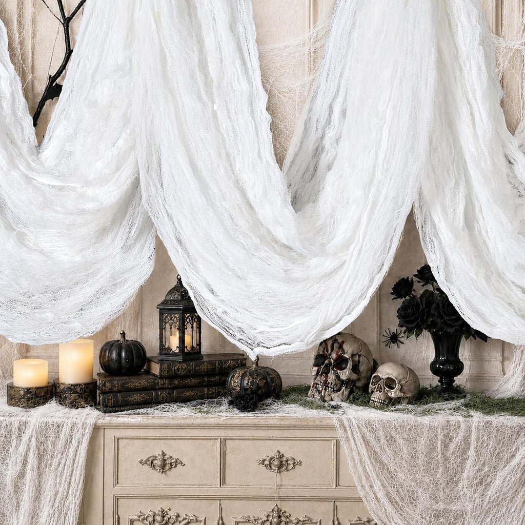600 x 80 in Halloween Creepy Cloth for Yard and Outdoor Decorations, White