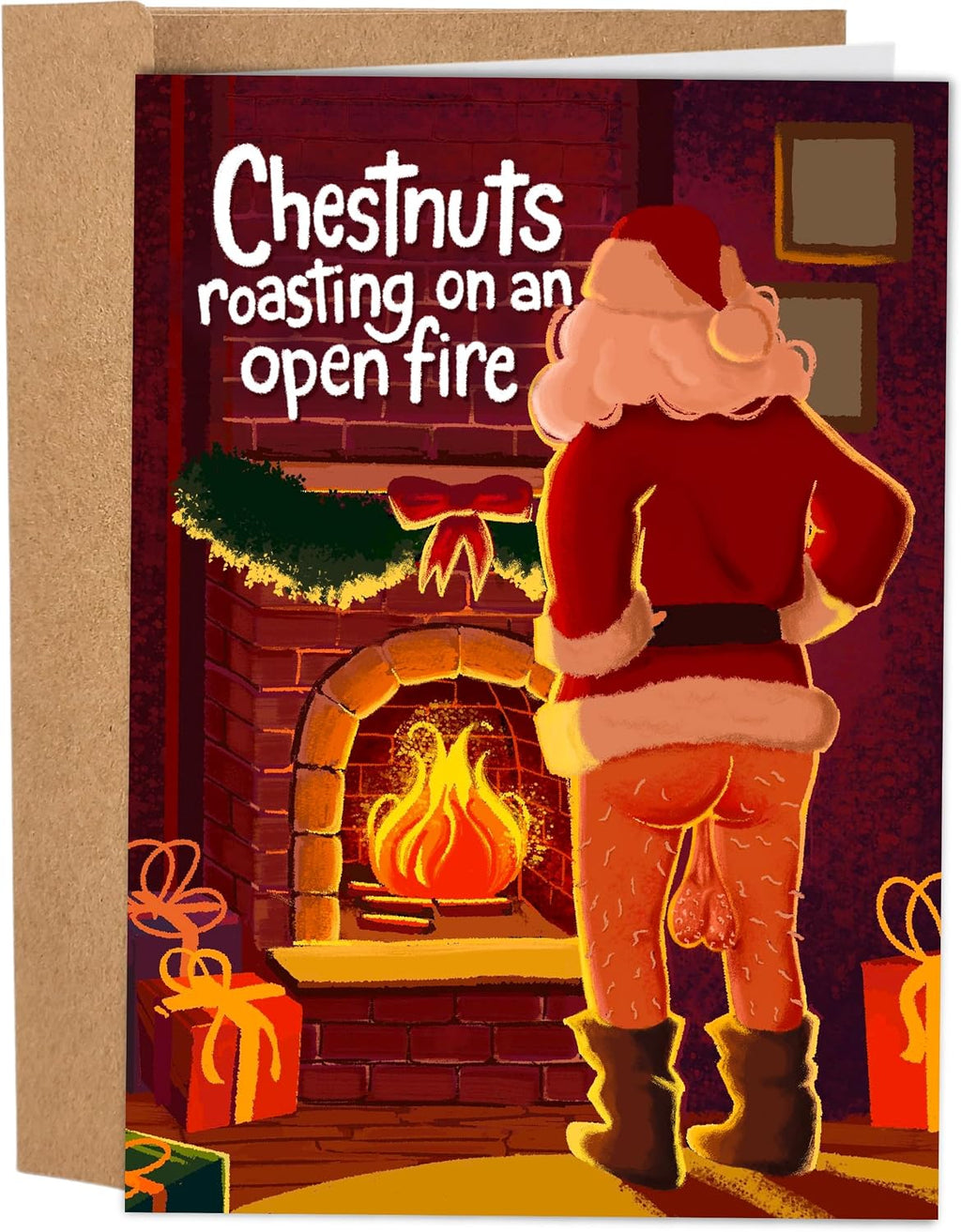 Sleazy Greetings Funny Christmas Card for Men or Women - Hilarious Holiday Card for Best Friend - Inappropriate Christmas Card for Him or Her - Rude Christmas Card for Adults - Chestnuts Roasting