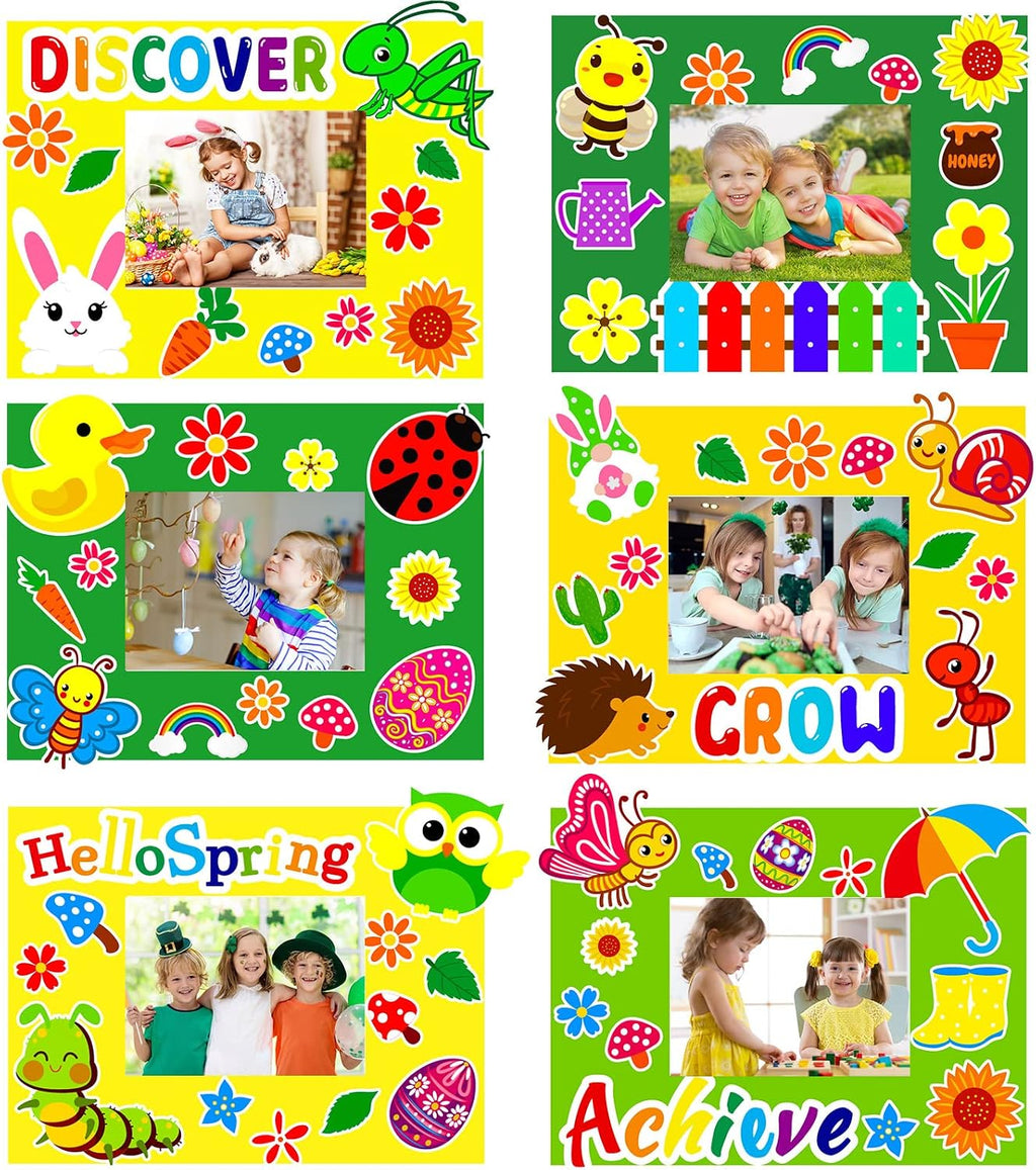 chiazllta 30 Packs Picture Frame Crafts DIY Stickers Flower Butterfly Spring Summer Craft Kits for Kids Bulk Art Craft Party Favors Home Back to School Classroom Activities Bulletin Board Decorations