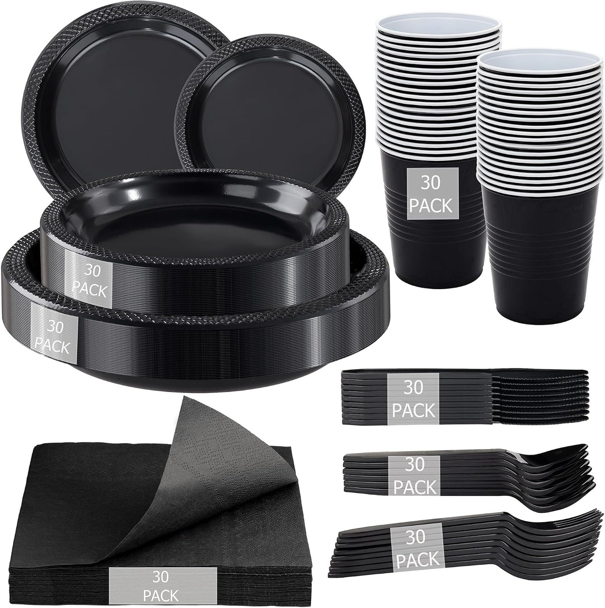 Rubtlamp 350 Pcs Plastic Dinnerware Set (50 Guests), Orange And Gold Plastic Plates, Hammered Party Plates Set Include Dinner Plates, Dessert Plates, Cups&Cutlery Set And Napkins for Wedding And Party