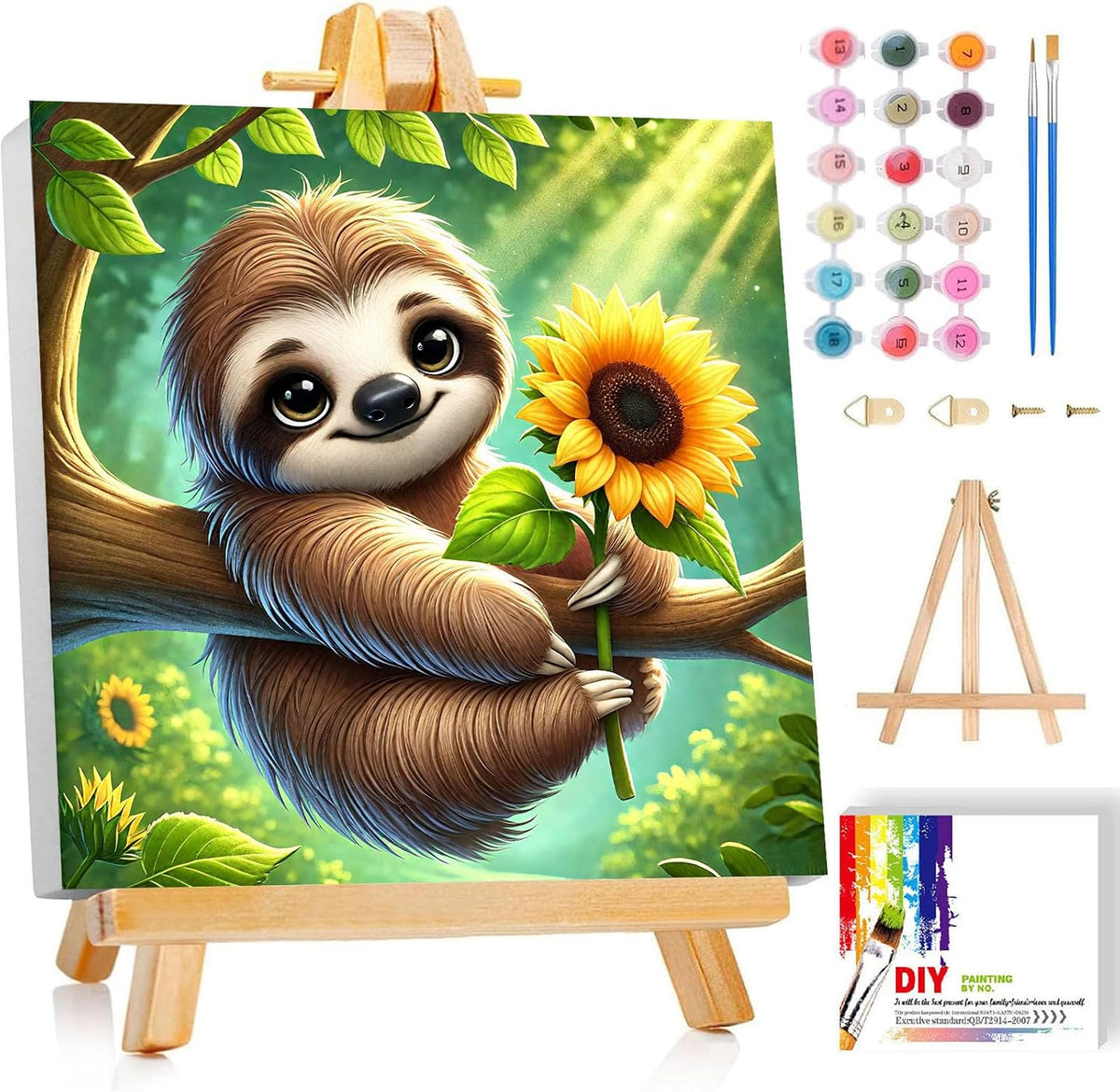Gemozaic Sloth Paint by Numbers Kit for Kids Ages 8-12 with Frame & Easel