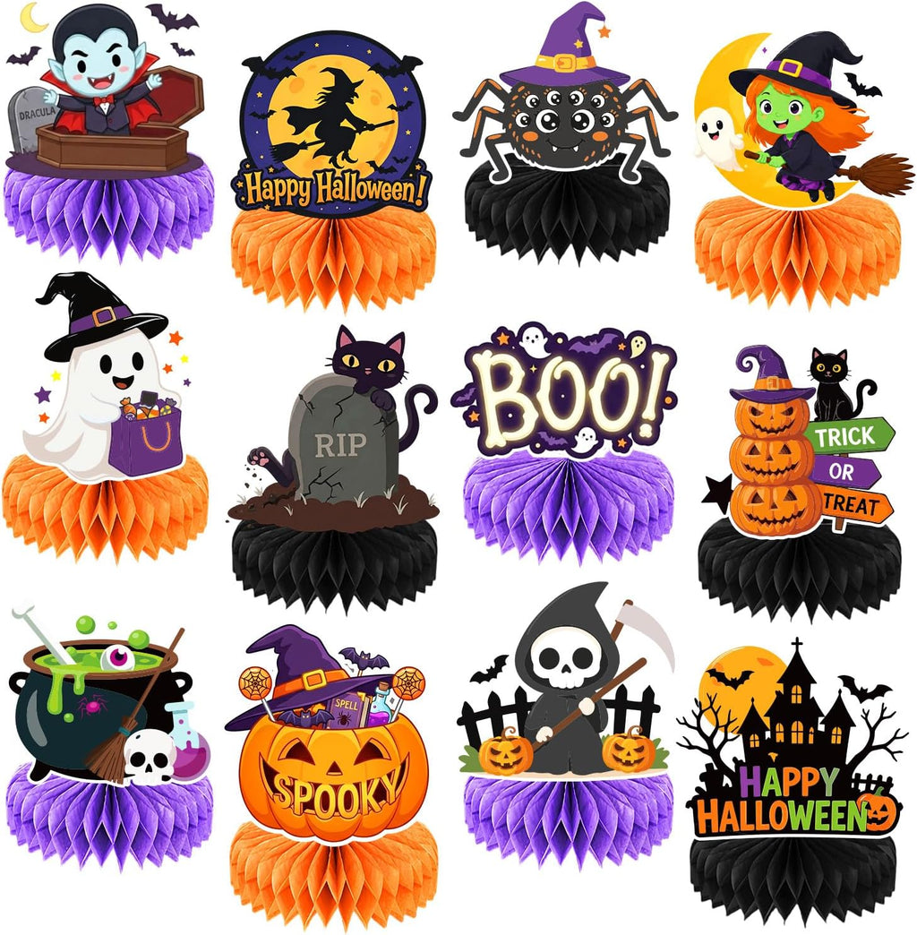 Halloween Party Decorations-12Pcs Halloween Honeycomb Centerpieces