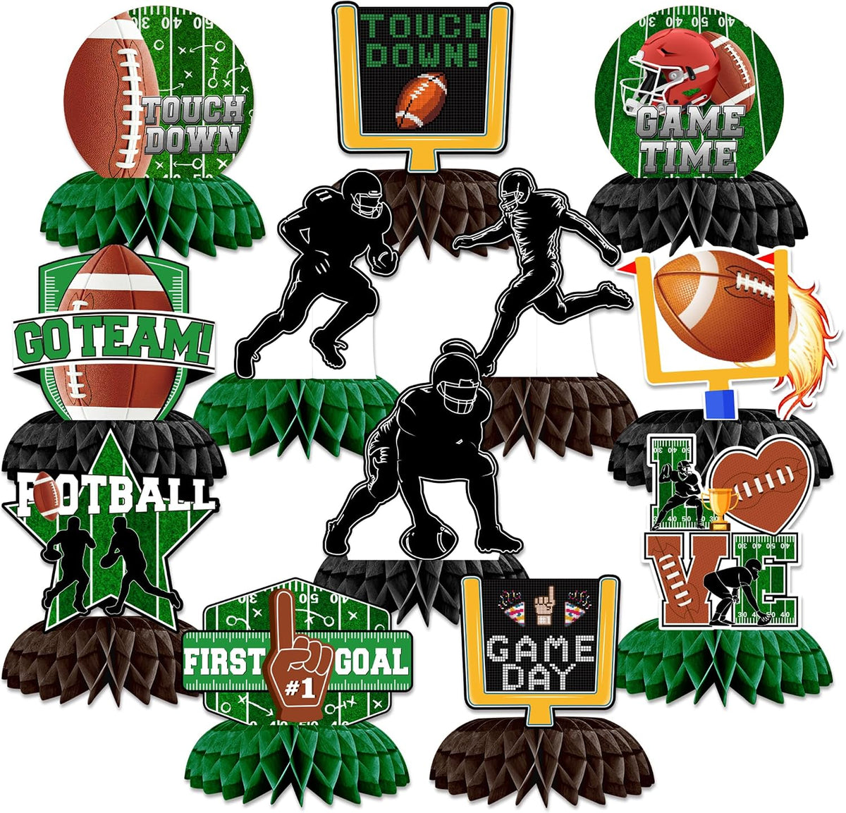 12PCS Football Party Decorations, Footaball Centerpieces for Tables