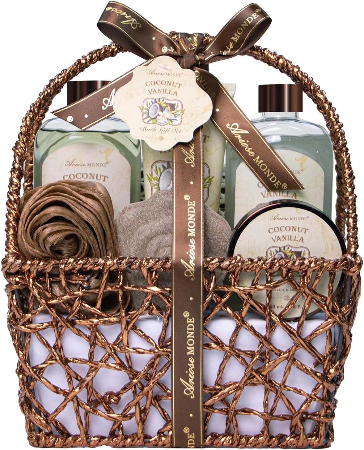 Spa Gift Baskets for Women, 8pcs Coconut Vanilla Bath Gift Set for Women