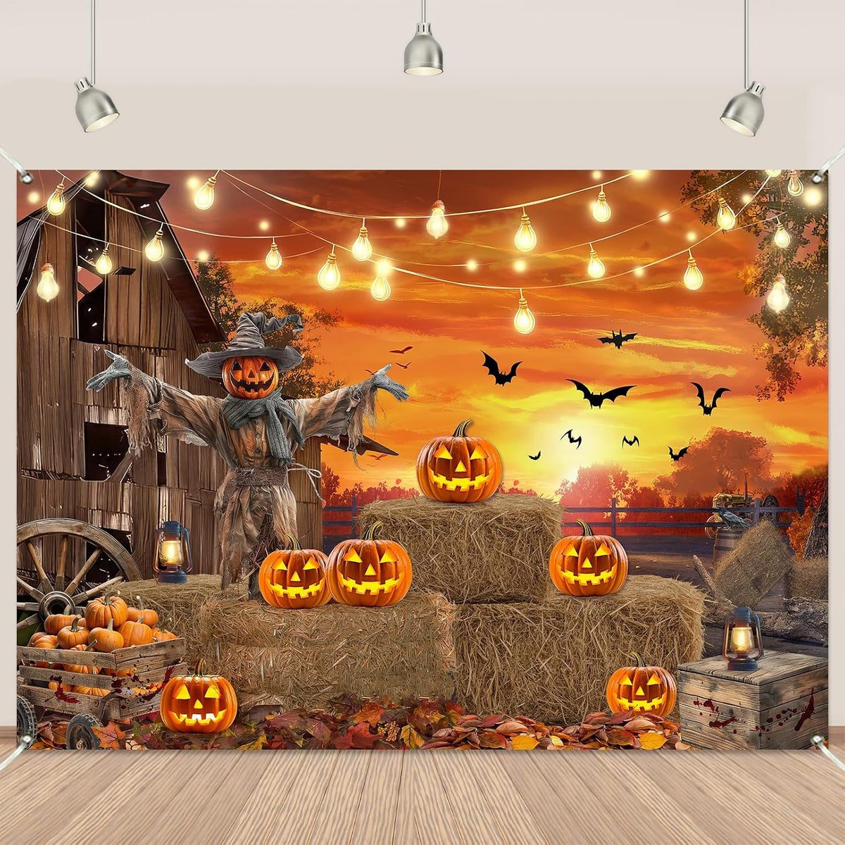 Halloween Backdrop Pumpkin Fall Photography Backdrop Party Decoration 8x6Ft