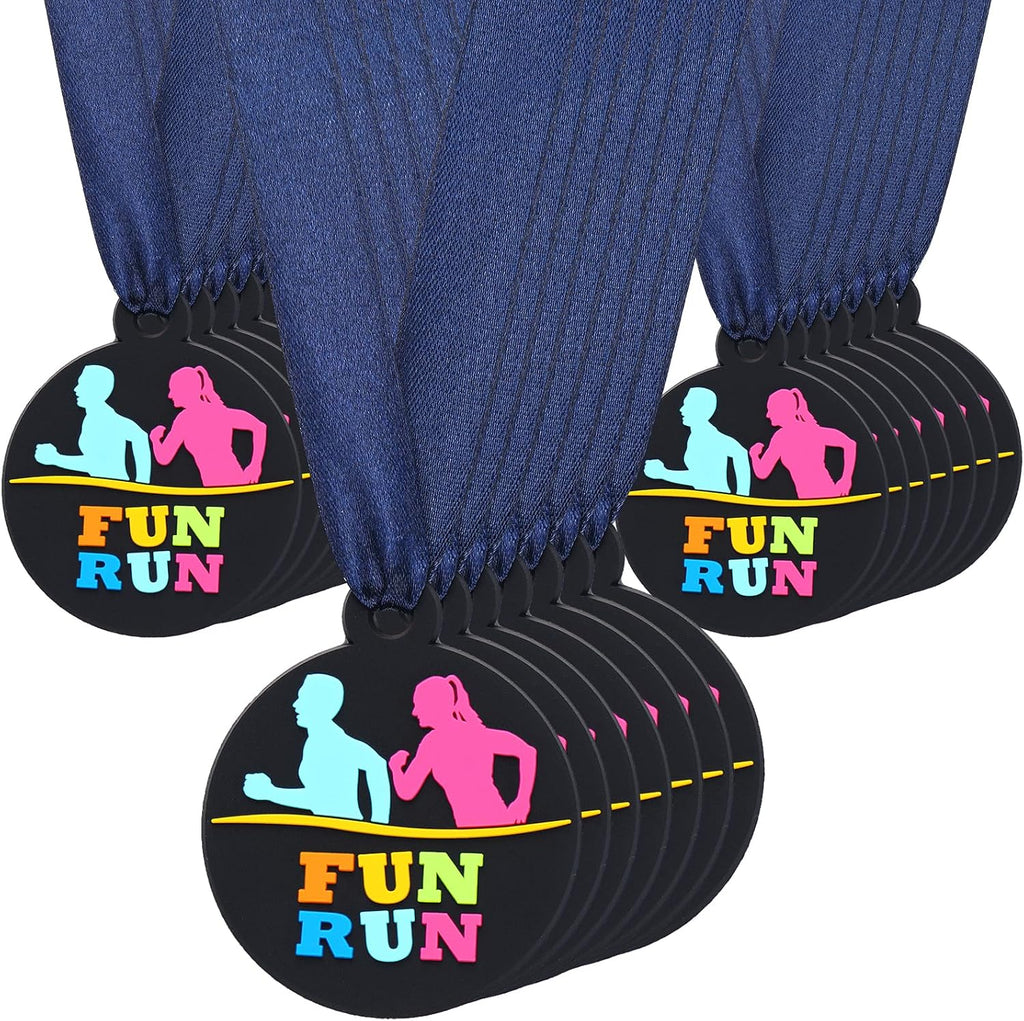 AmazingSpark 60 Pcs Fun Run Award Medals, 2 Inch Rubber Medals Bulk Winner Encourage Team Participation for Kids Adults Trophy Award Prize Gift Competitions Graduation Party