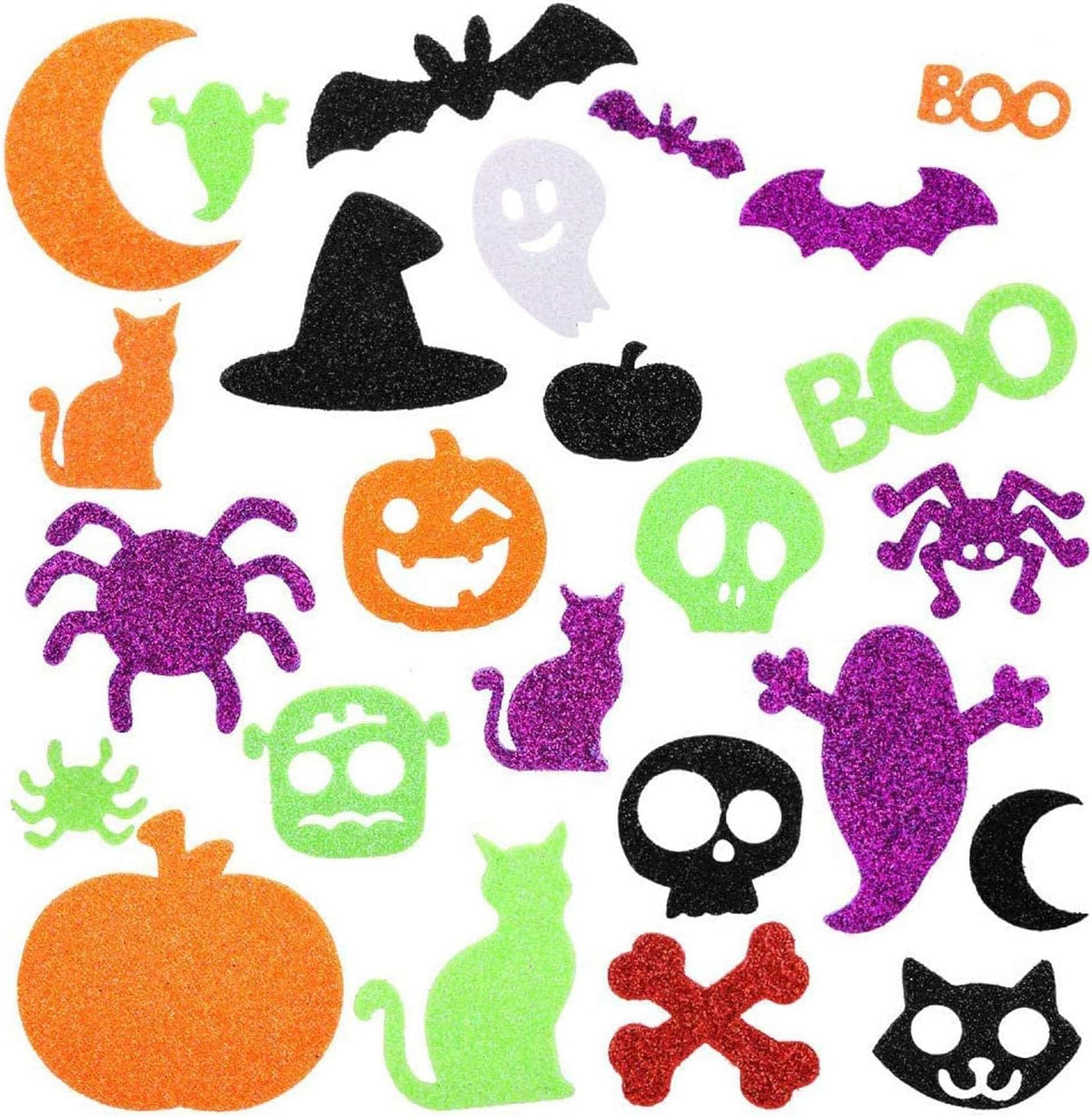 Halloween Foam Stickers, Glitter Halloween Stickers, Sparkle Self-Adhesive Pumpkin Ghost Shape Puffy Stickers for Halloween Party Supplies Decorations