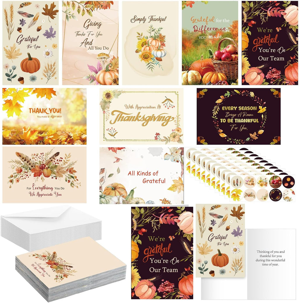 Motiskyy 50 Pcs Thanksgiving Cards Bulk for Employees & Customers