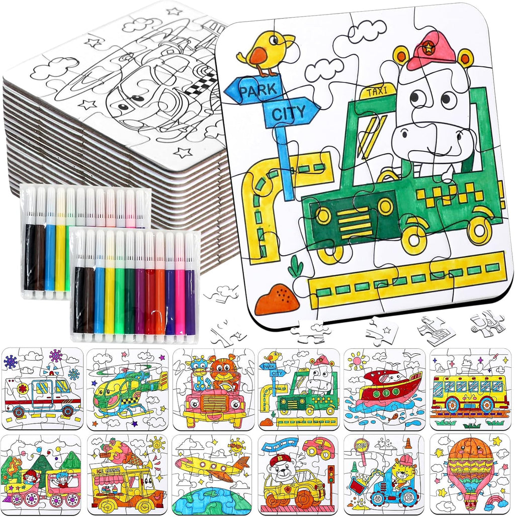 Transportation Puzzle Craft for Kids-Train Party Favors DIY Activities Toys