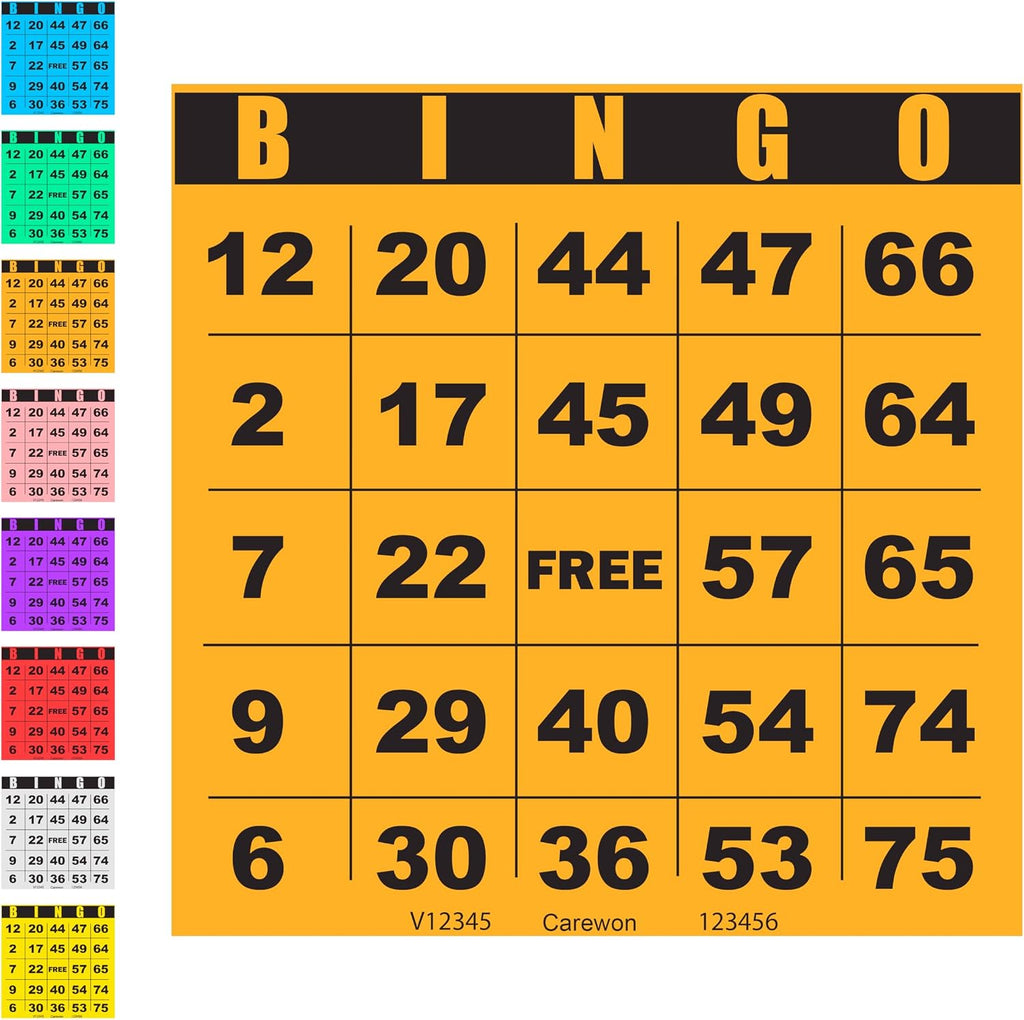 100 Bingo Cards, Large 4.5 x 4.5 Inch, Paper Bingo Sheets, Orange