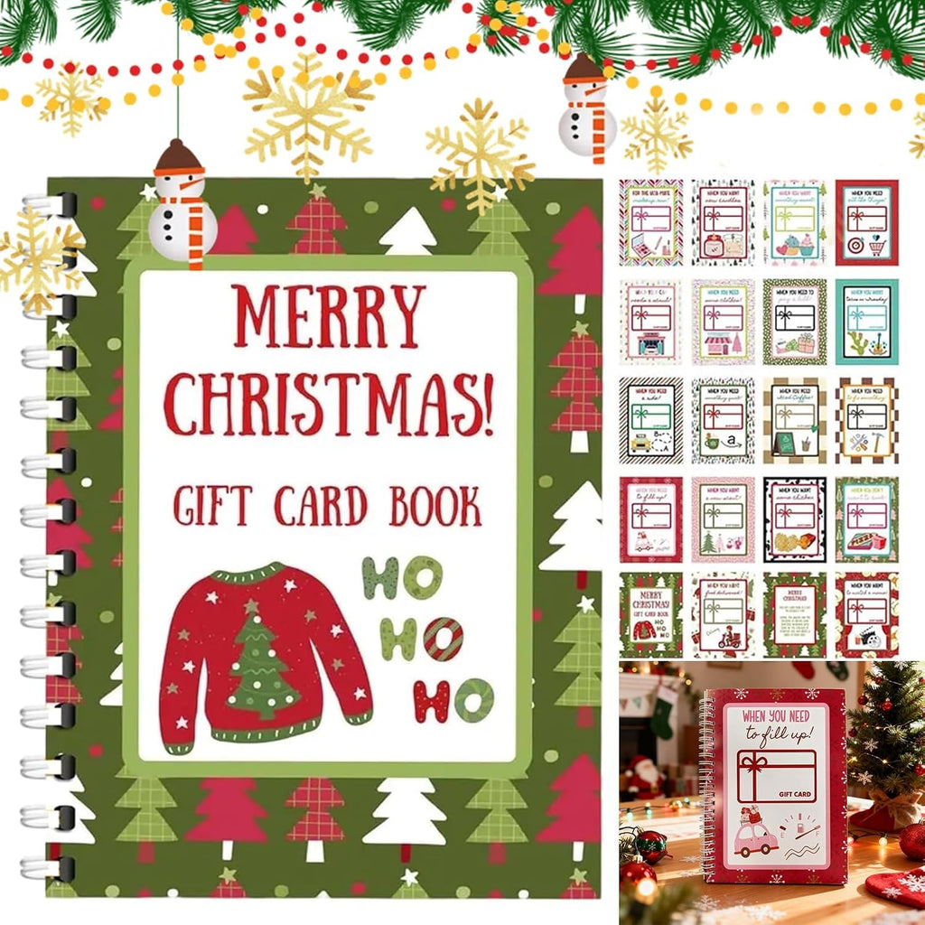 Rkrcl Christmas Gift Card Book, Christma Gift Cards Books Holder, 5x7 Color Spiral-Bound Book, DIY Personalized Xmas Gifts for Family, Friends, Students (Color-A)
