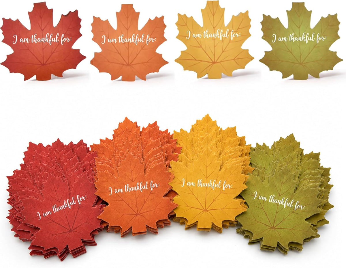 100 Pcs Thankful for Leaves Place Cards Thanksgiving Table Name Settings