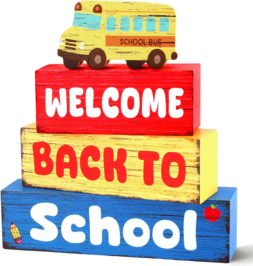 Lineshading 4 Pcs Wooden Farmhouse Block Signs Tiered Tray Decor, Newborn