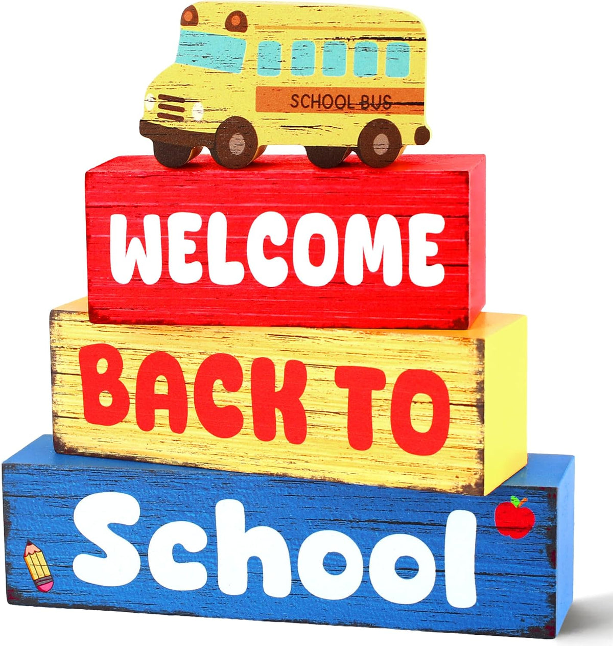 Lineshading 4 Pcs Wooden Farmhouse Block Signs Tiered Tray Decor, Newborn