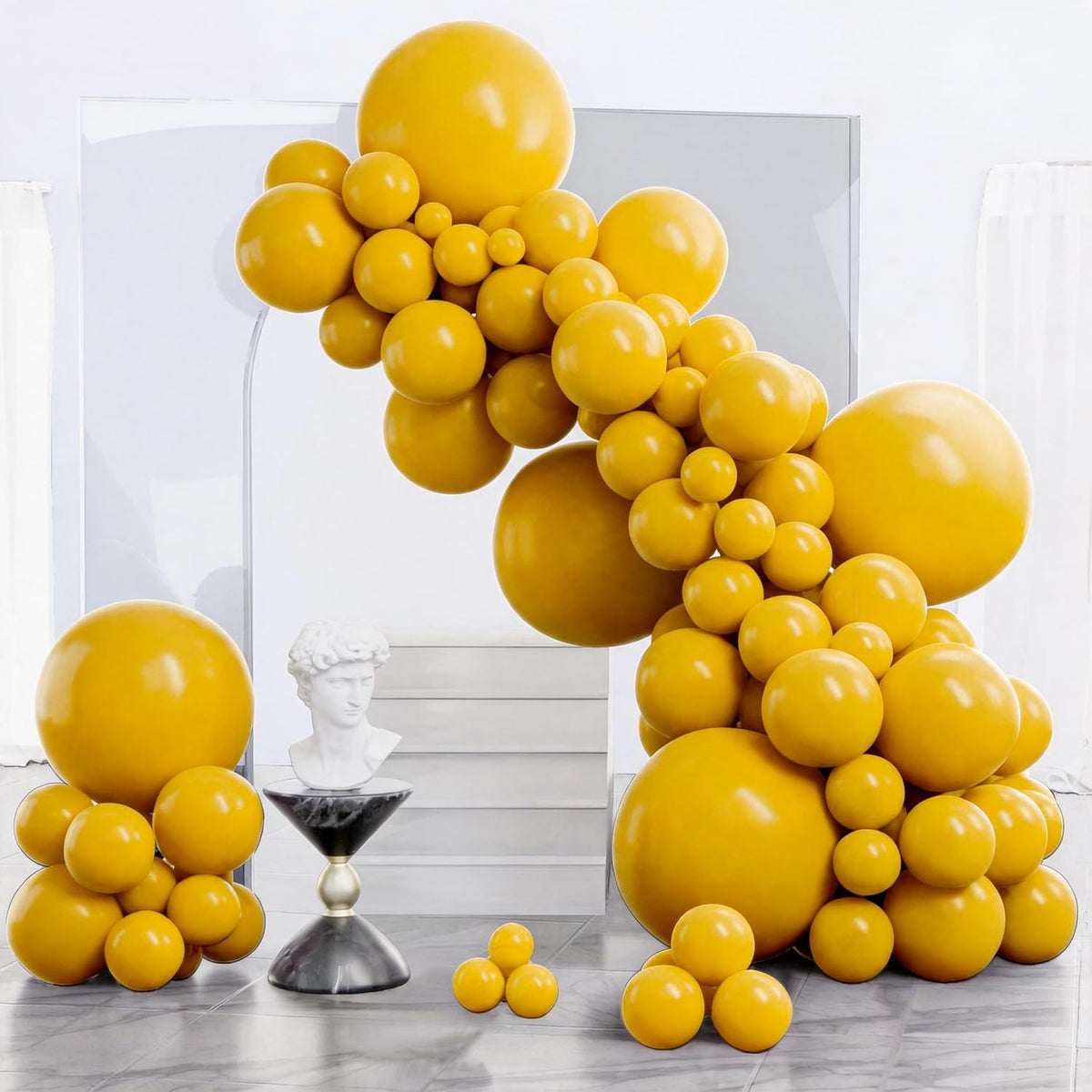 PartyWoo Mustard Yellow fall Balloons 140pcs Different Sizes