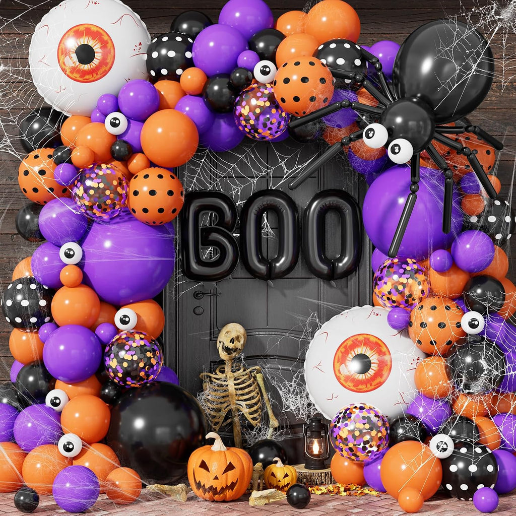 Halloween Balloon Garland Arch Kit, Purple Orange Black Balloons