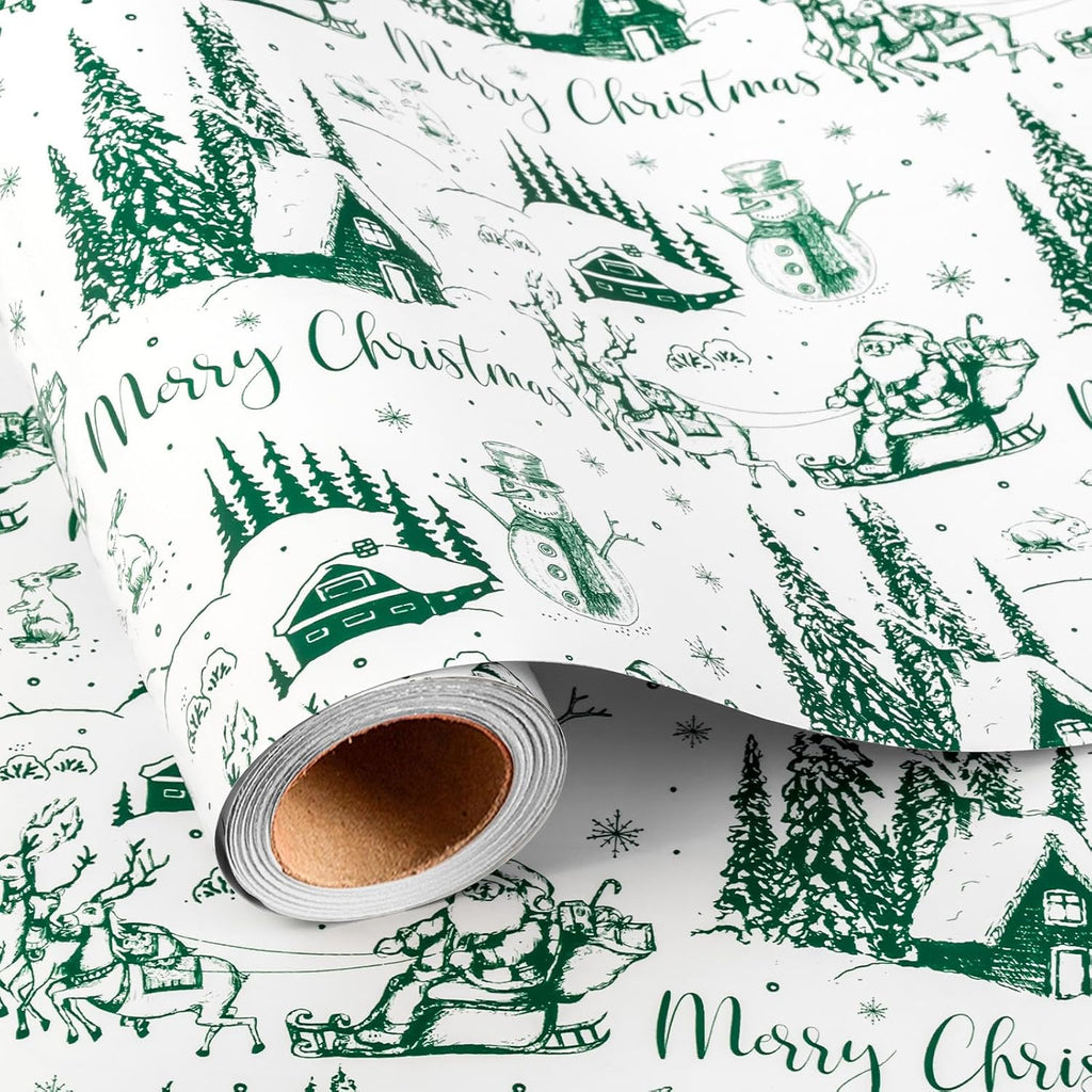 Yarcony Vintage Christmas Wrapping Paper, Christmas Toile Wrapping Paper
