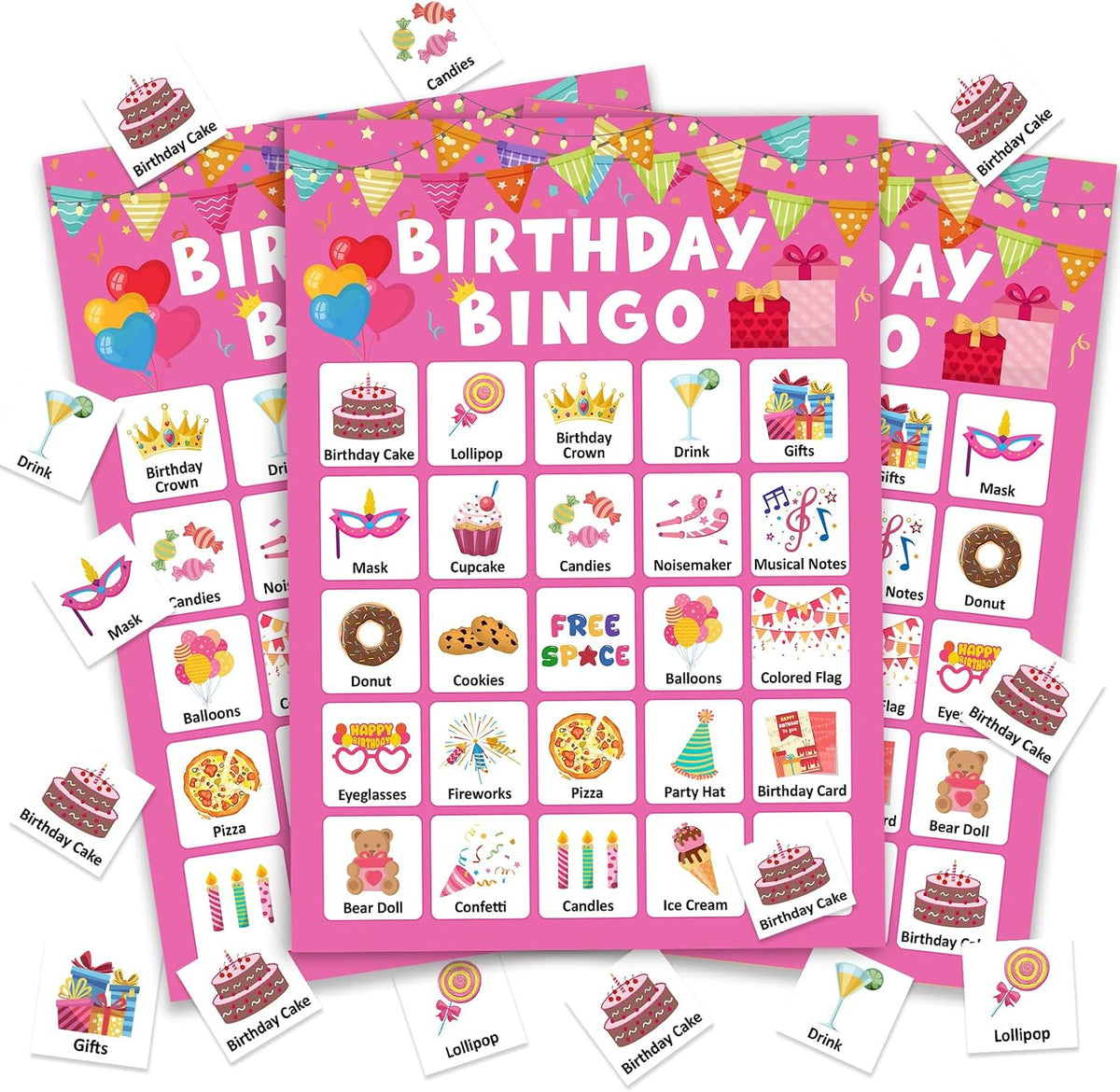 Birthday Bingo Game for 24 Players, Fun Party Activity for Any Celebration