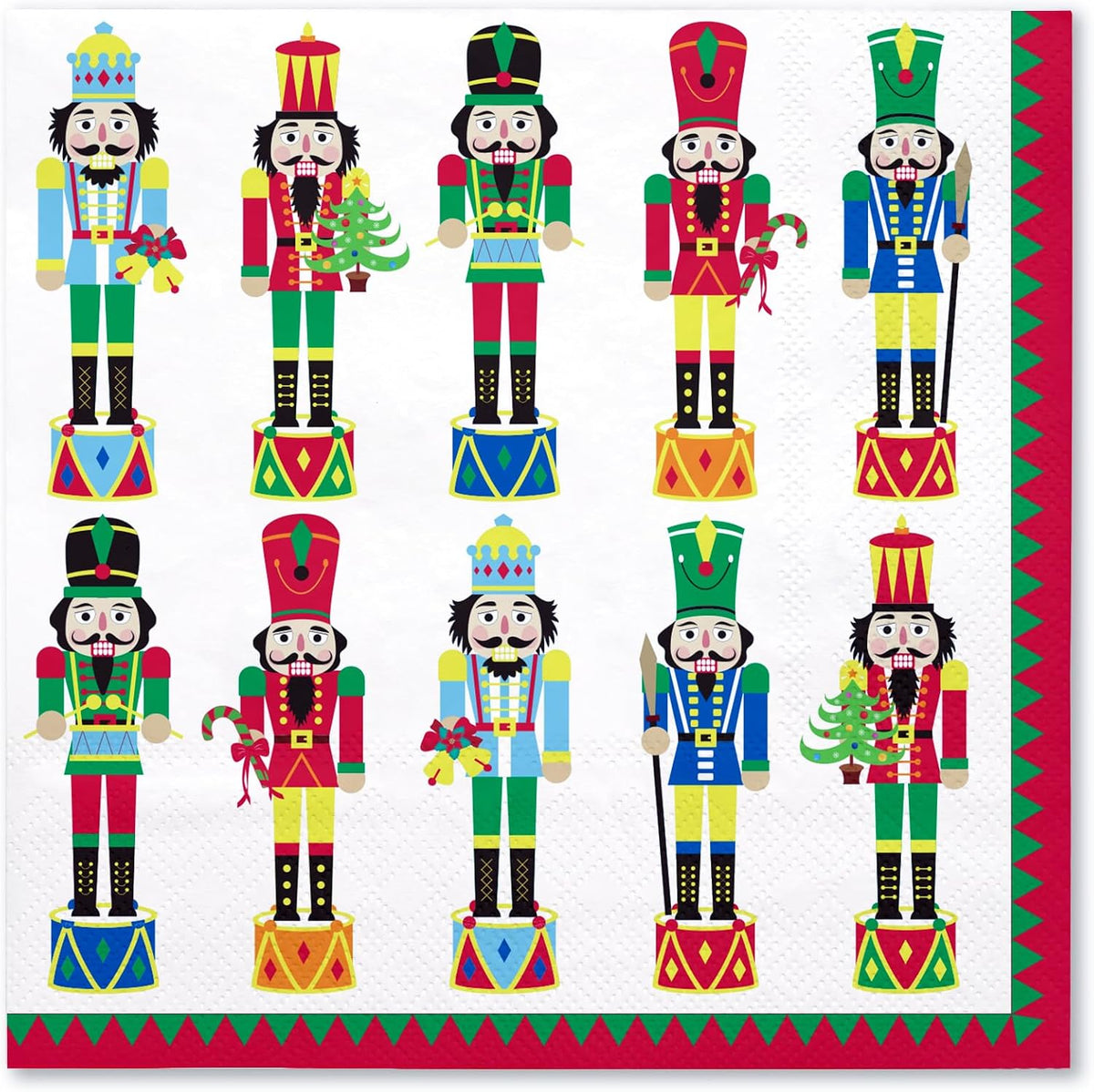 WRAPAHOLIC 50Pcs Nutcracker Christmas Paper Napkins - 3-Ply Disposable Cocktail Napkin for Christmas Party Supplies Tableware, Xmas Holiday Party Decorative Towels - 5 x 5 In