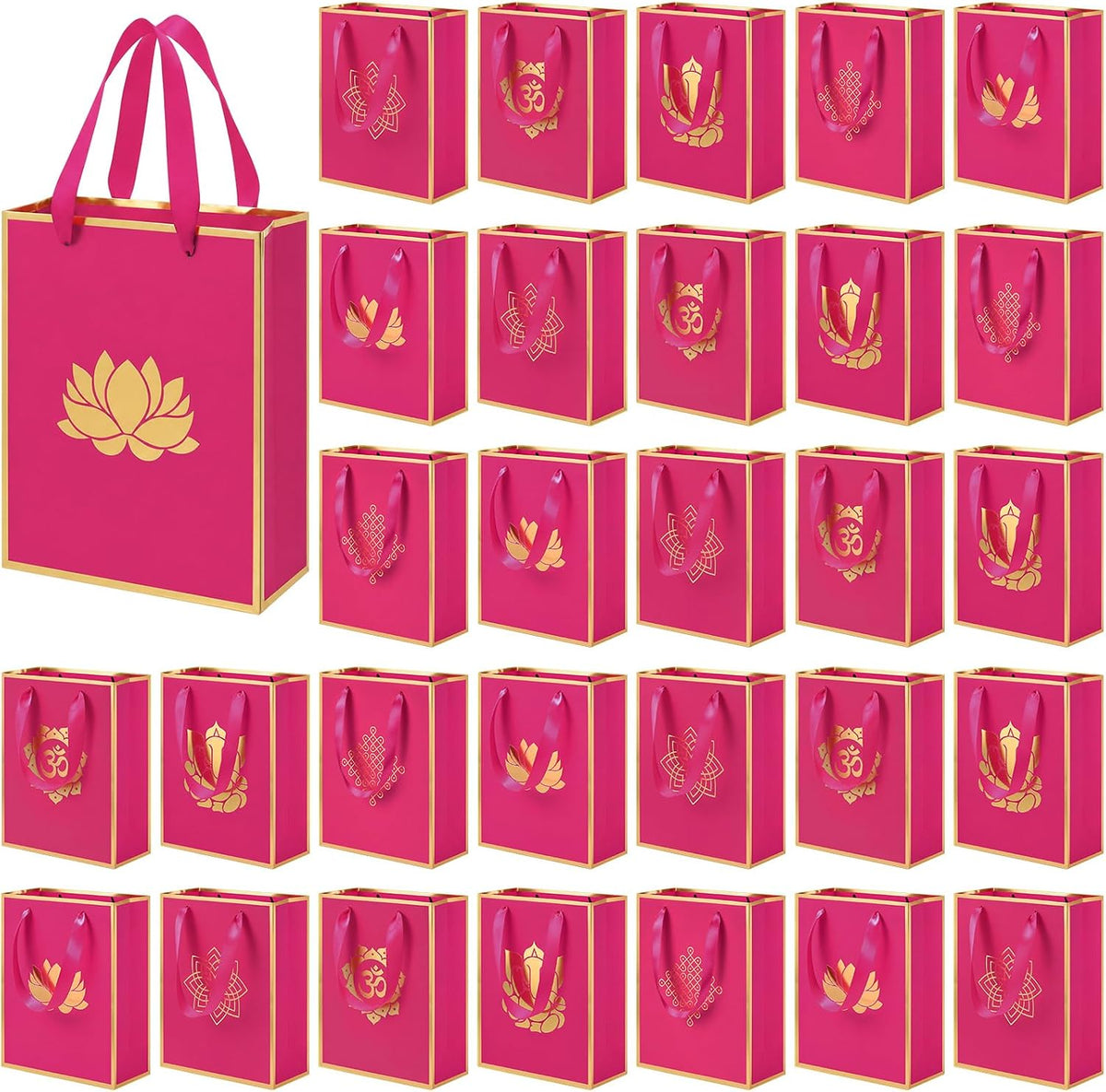 Sabary 30 Pcs Ganesh Pooja Indian Return Gift Paper Bag, Fuchsia