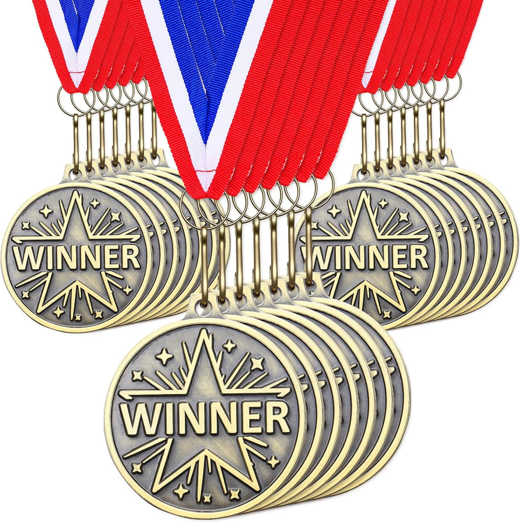 Quelay 30 Pcs Gold Star Awards Medals 2" Ribbons