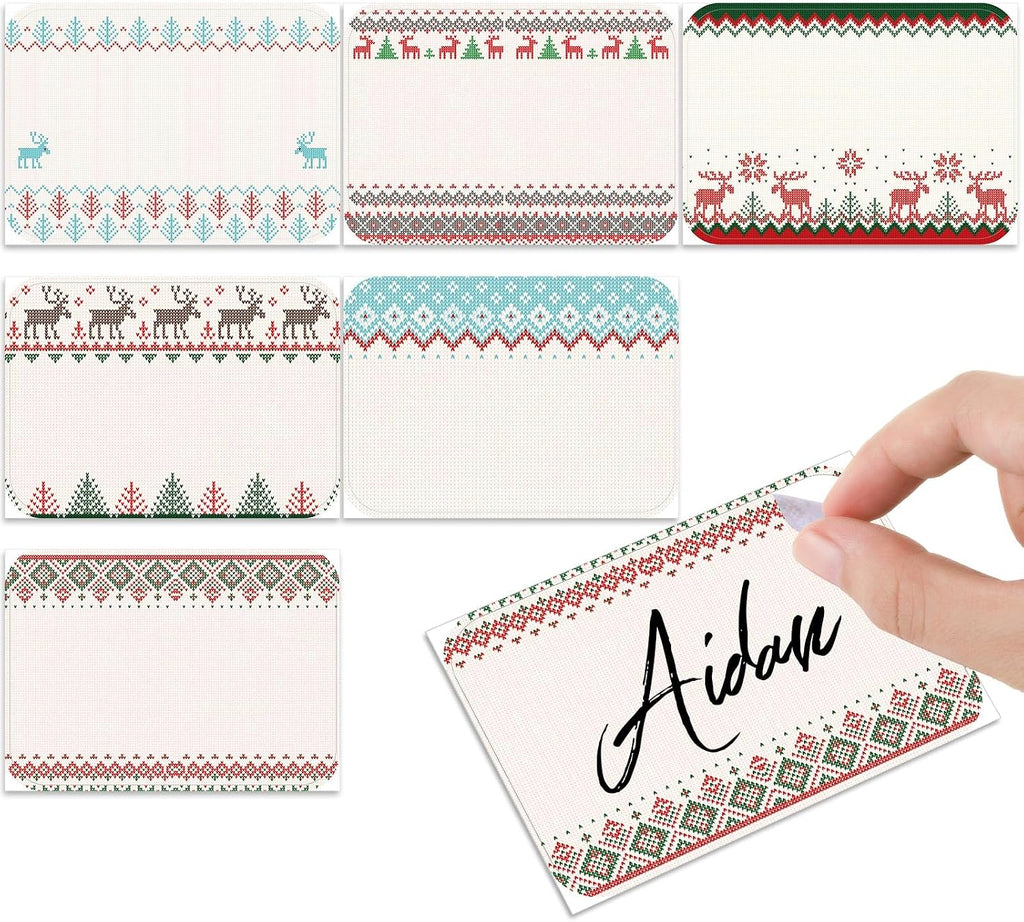 Engrowtic 240 Pcs Christmas Name Tags Xmas Ugly Sweater Stickers Labels