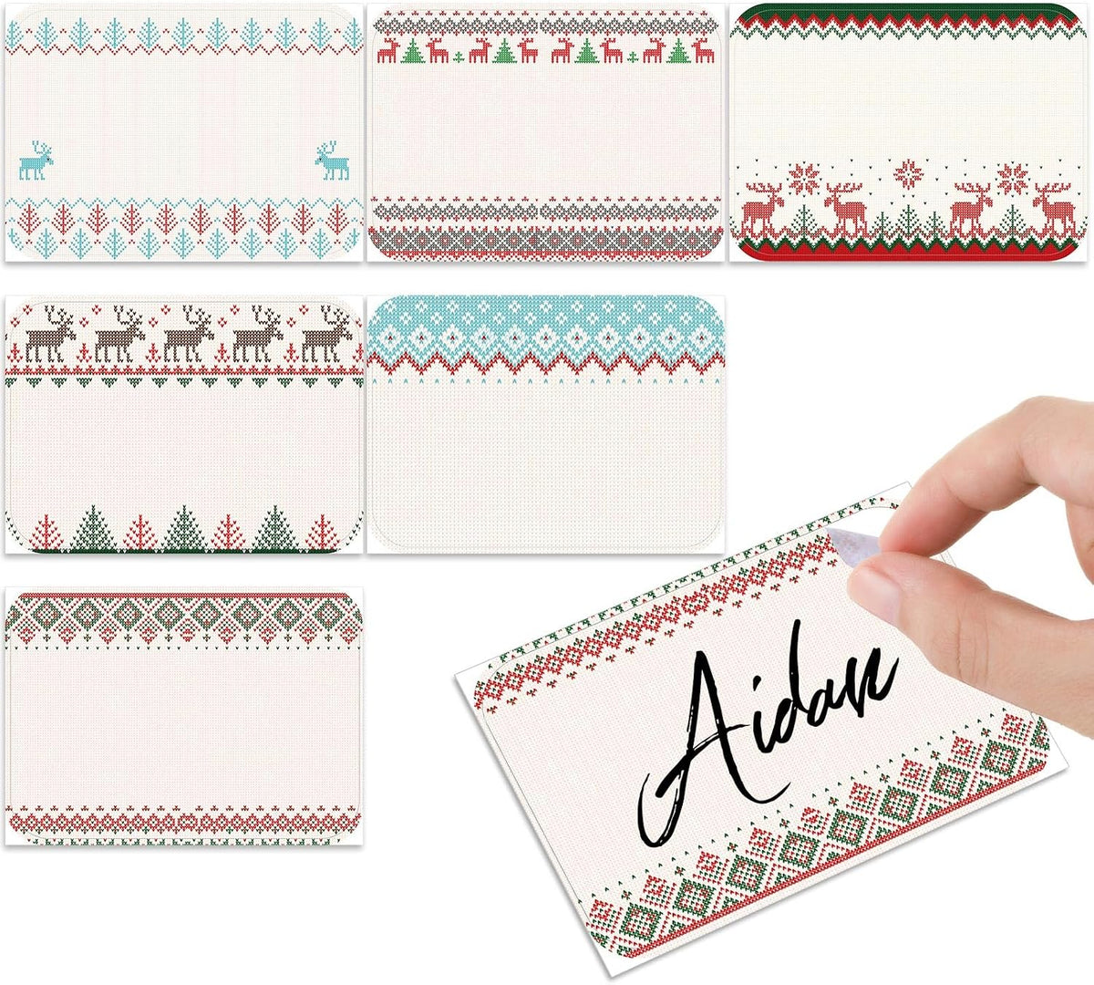 Engrowtic 240 Pcs Christmas Name Tags Xmas Ugly Sweater Stickers Labels