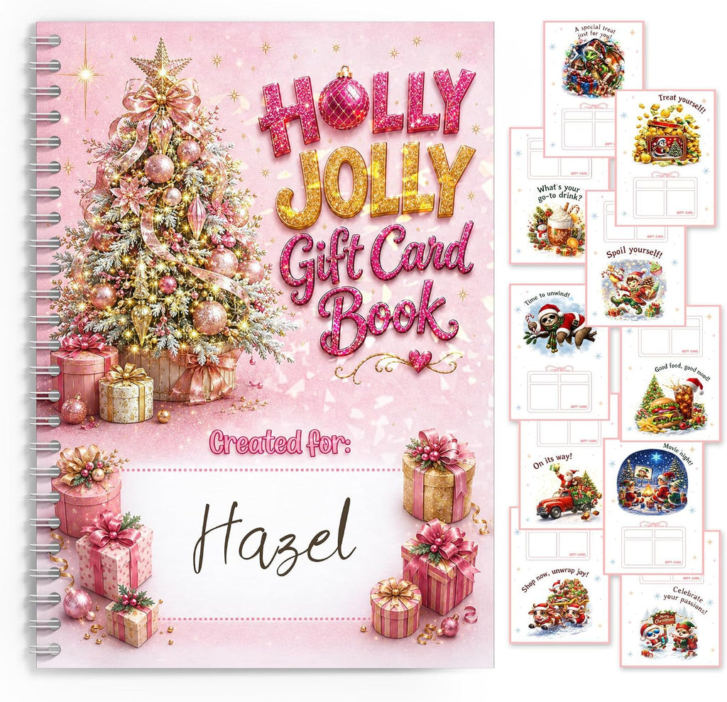 Christmas Gift Card Book for Teens, Pink Merry Christmas Gift Card Holder
