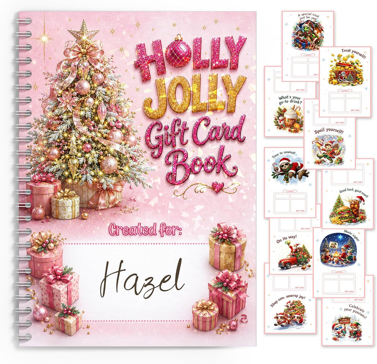 Christmas Gift Card Book for Teens, Pink Merry Christmas Gift Card Holder