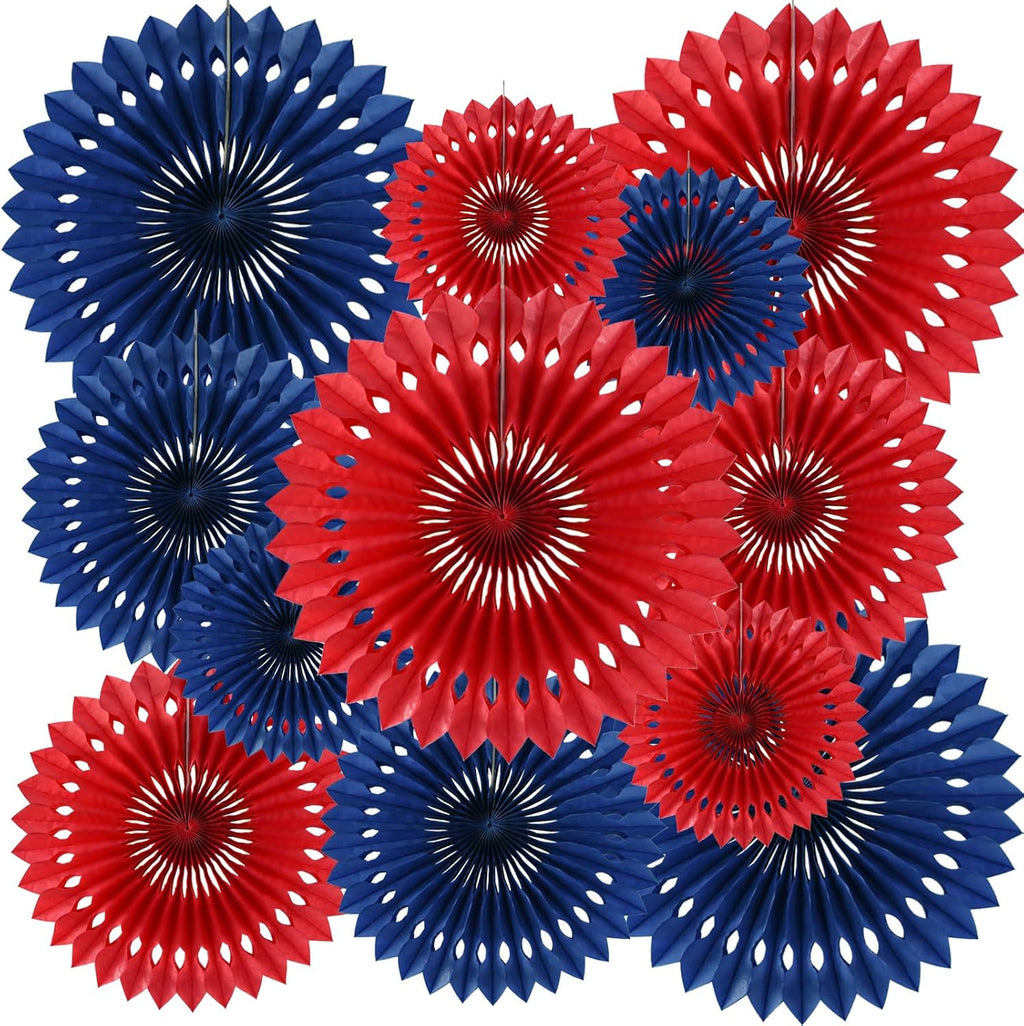 BEISHIDA Honeycomb Round Paper Fans Navy Blue Red Hanging Party Decoration