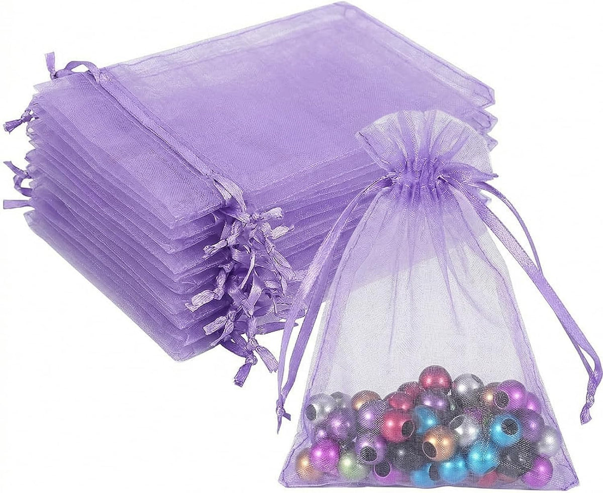 Wudygirl 100 PCS 5"x7" Organza Bags Lilac Gift Bags with Drawstring