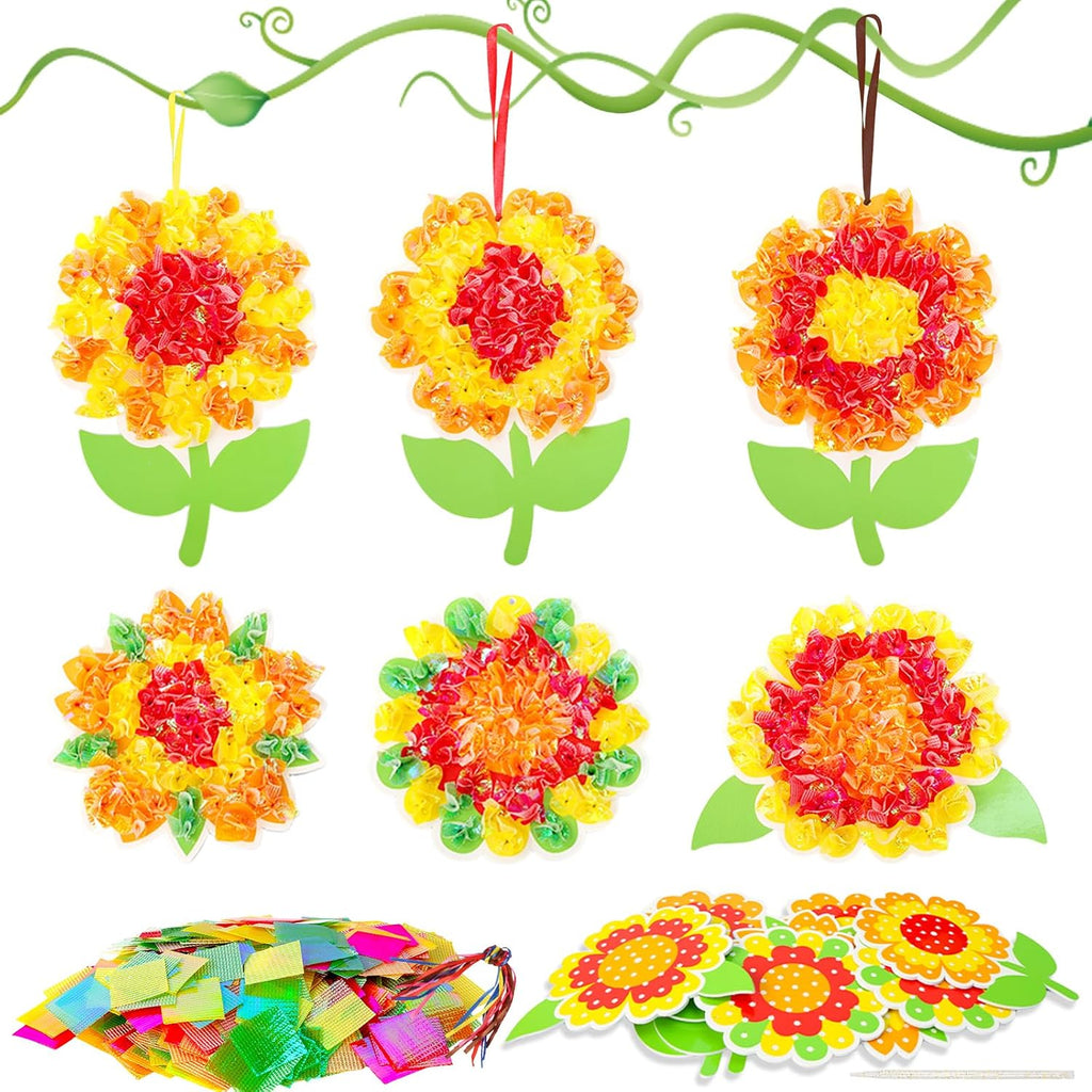 Fennoral 12 Pack Sunflower Craft Kit for Kids Make You Own Sunflower Poke in Art and Crafts DIY for Boys Girls Summer Classroom Art Activities Birthday Gifts Party Decoration