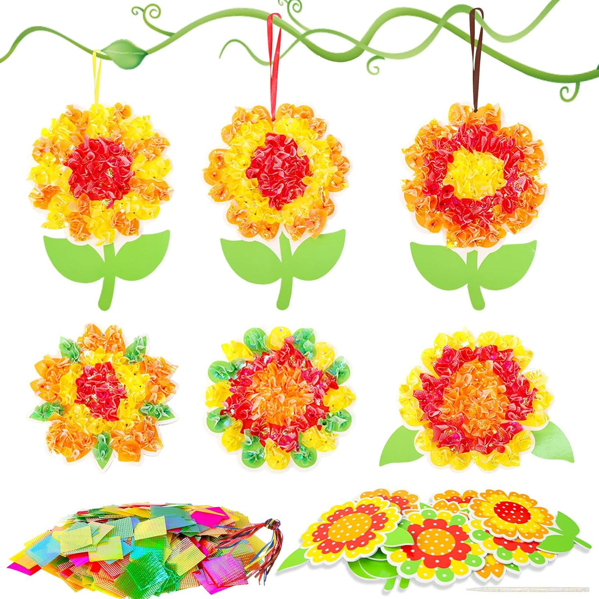 Fennoral 12 Pack Sunflower Craft Kit for Kids Make You Own Sunflower Poke in Art and Crafts DIY for Boys Girls Summer Classroom Art Activities Birthday Gifts Party Decoration