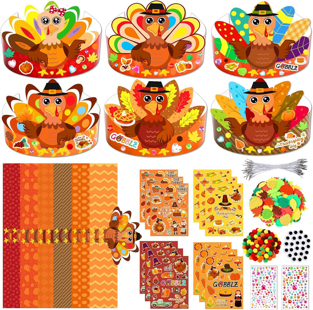 36 Set Thanksgiving Turkey Hat Craft Kits for Kids