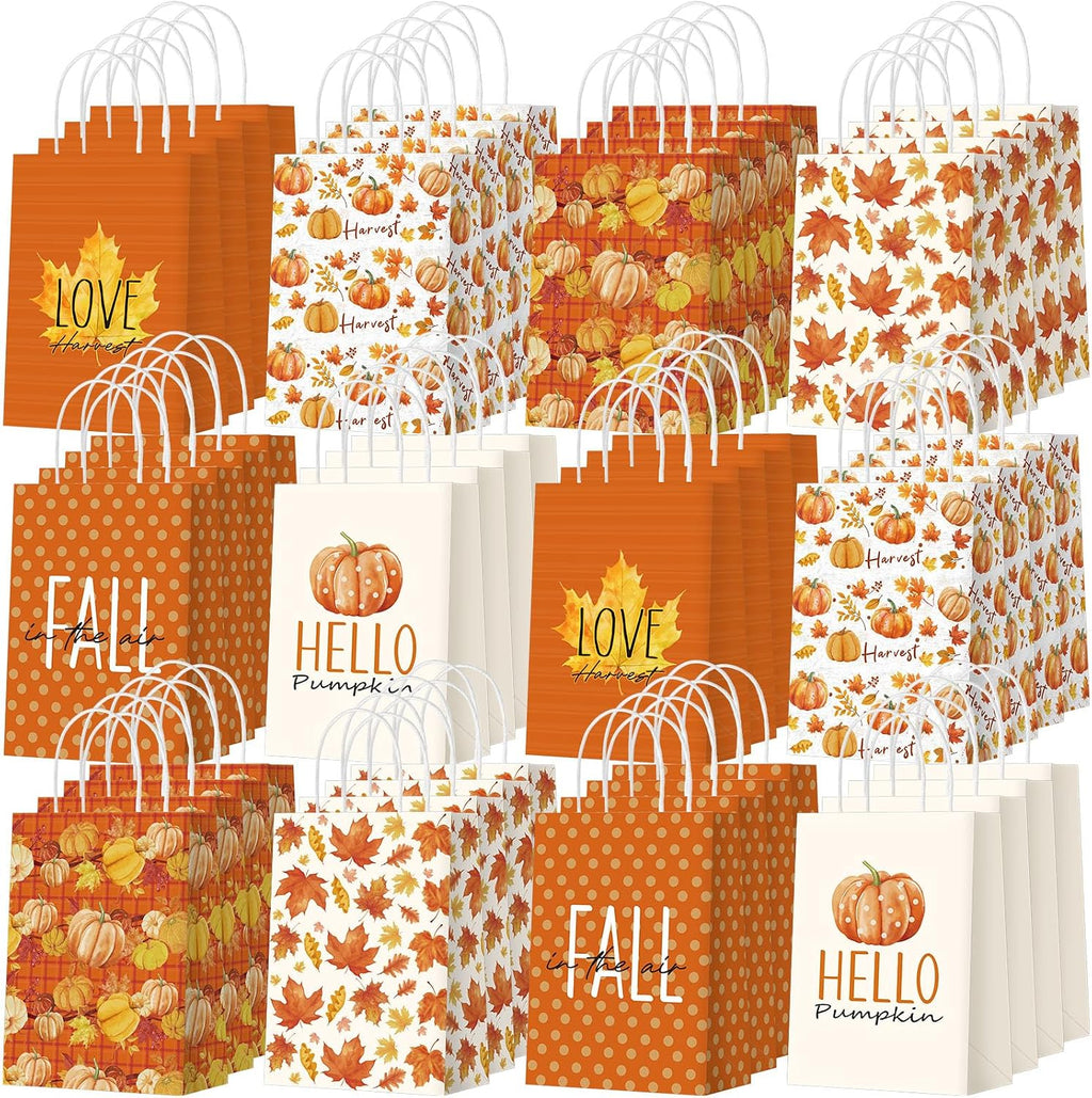 Kolldenn 48 Pcs Fall Party Favors Bags with Handles Autumn Goodie Bags