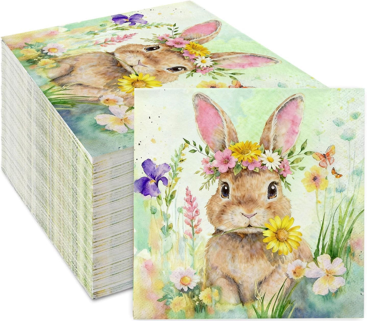 50Pcs Easter Paper Napkins - 2Ply, 6.5 x 6.5 In