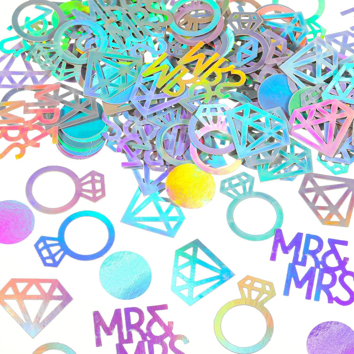 Sumind 220pcs Laser Silver Wedding Table Confetti Mr Mrs Diamond Ring Decor