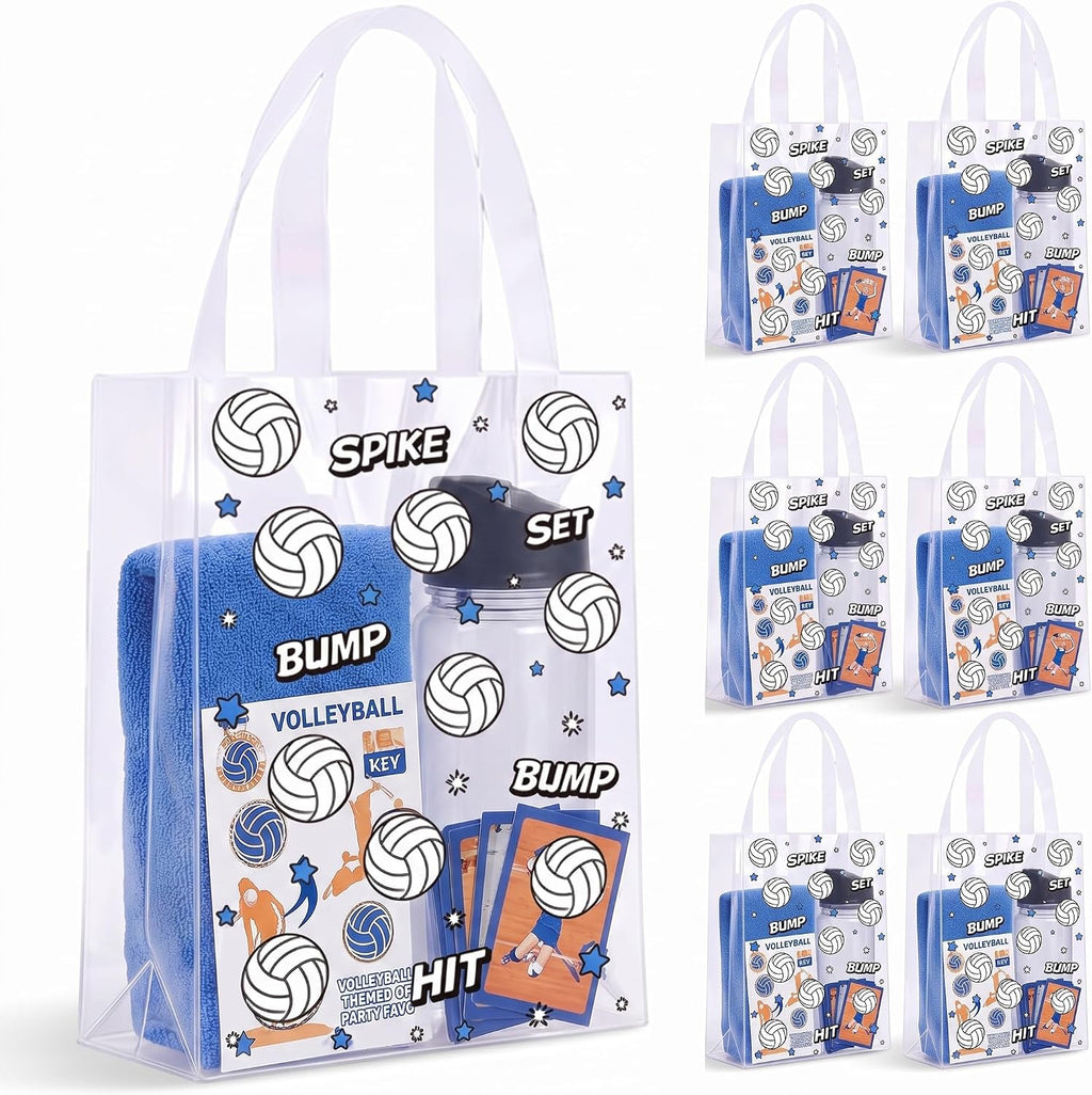 Pajean 24 Pcs Volleyball Theme Plastic Gift Bags with Handles, 5.9 x 8.7 x 3.1 Inch Volleyball PE Treat Bags, Sport Candy Goodie Pouches for Sports Senior Night, Team Gifts, Event Supplies Decoration
