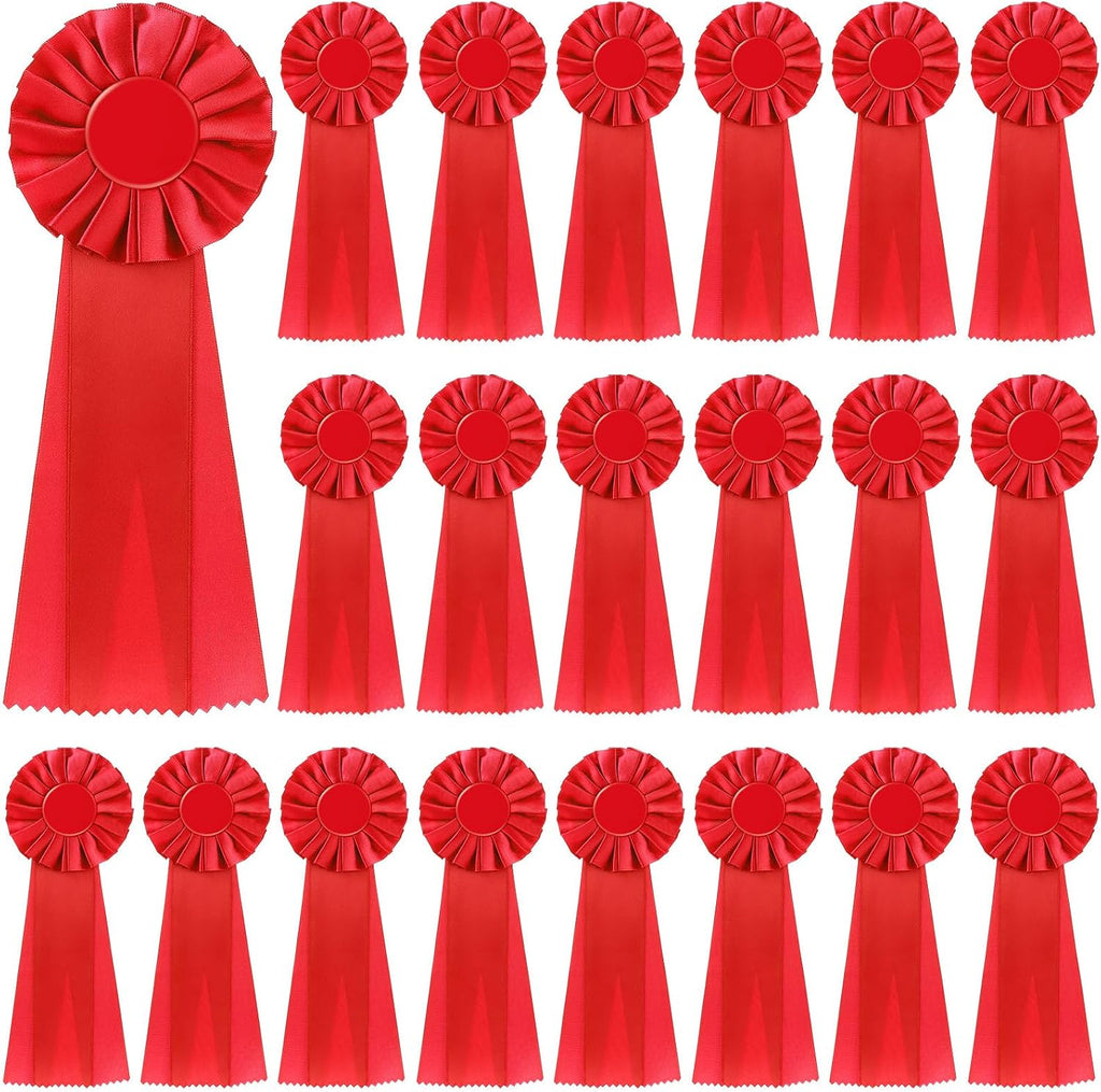 Suncalla 20 Pcs Award Ribbon Rosettes Blank Prize Winner Recognition,Red