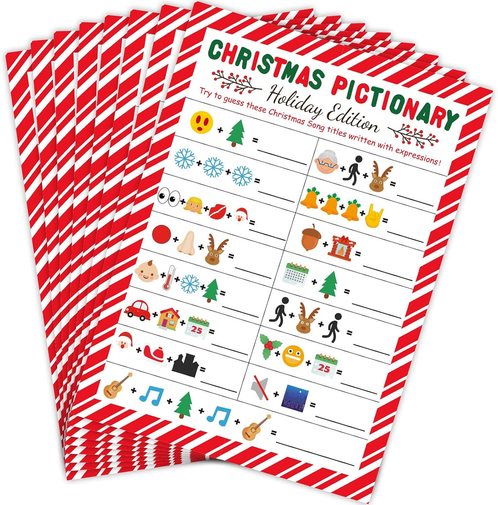 chiazllta Christmas Party Games, Song Guessing Sing Me a Picture Xmas Themed Party Holiday Activity for Adults Groups Coworkers, 30 Players