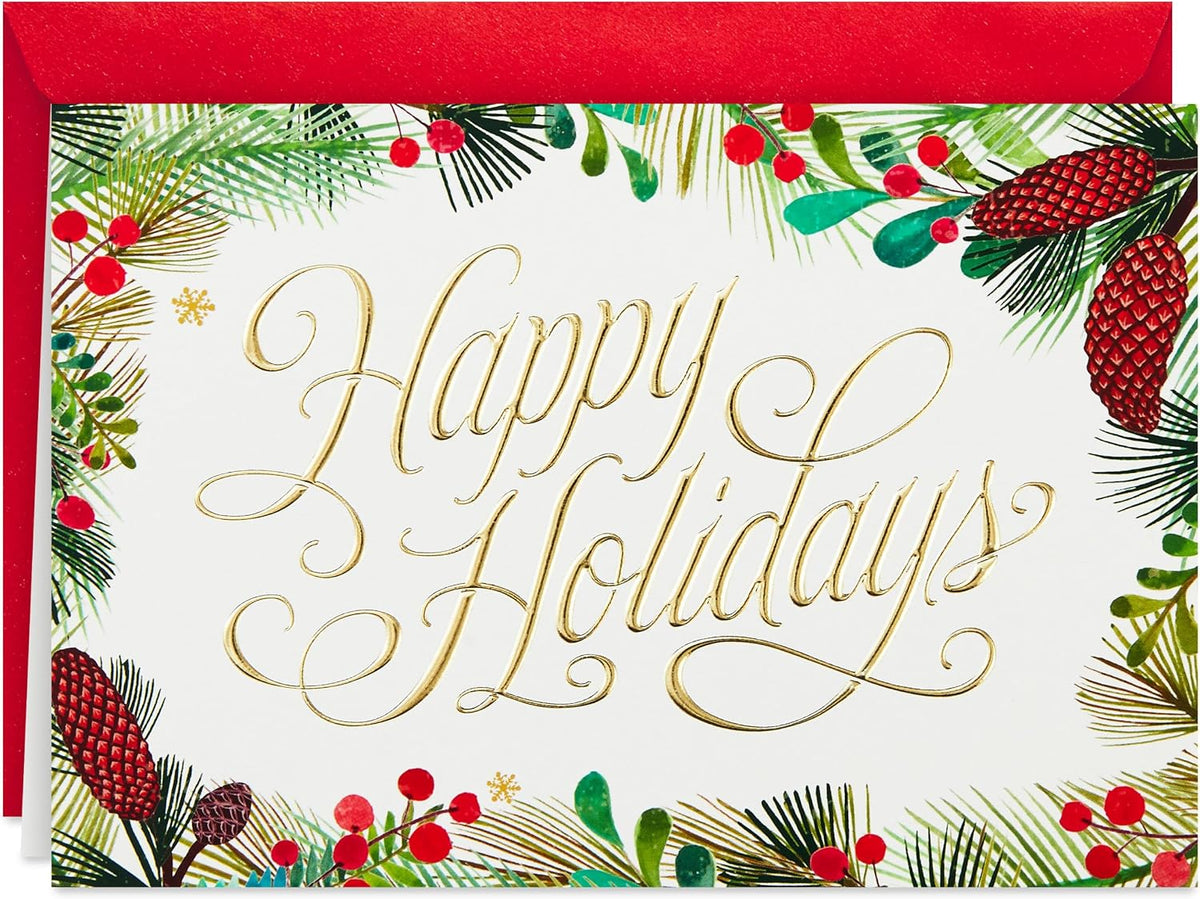 Hallmark Boxed Holiday Cards, Festive Greenery (40 Cards and Envelopes)