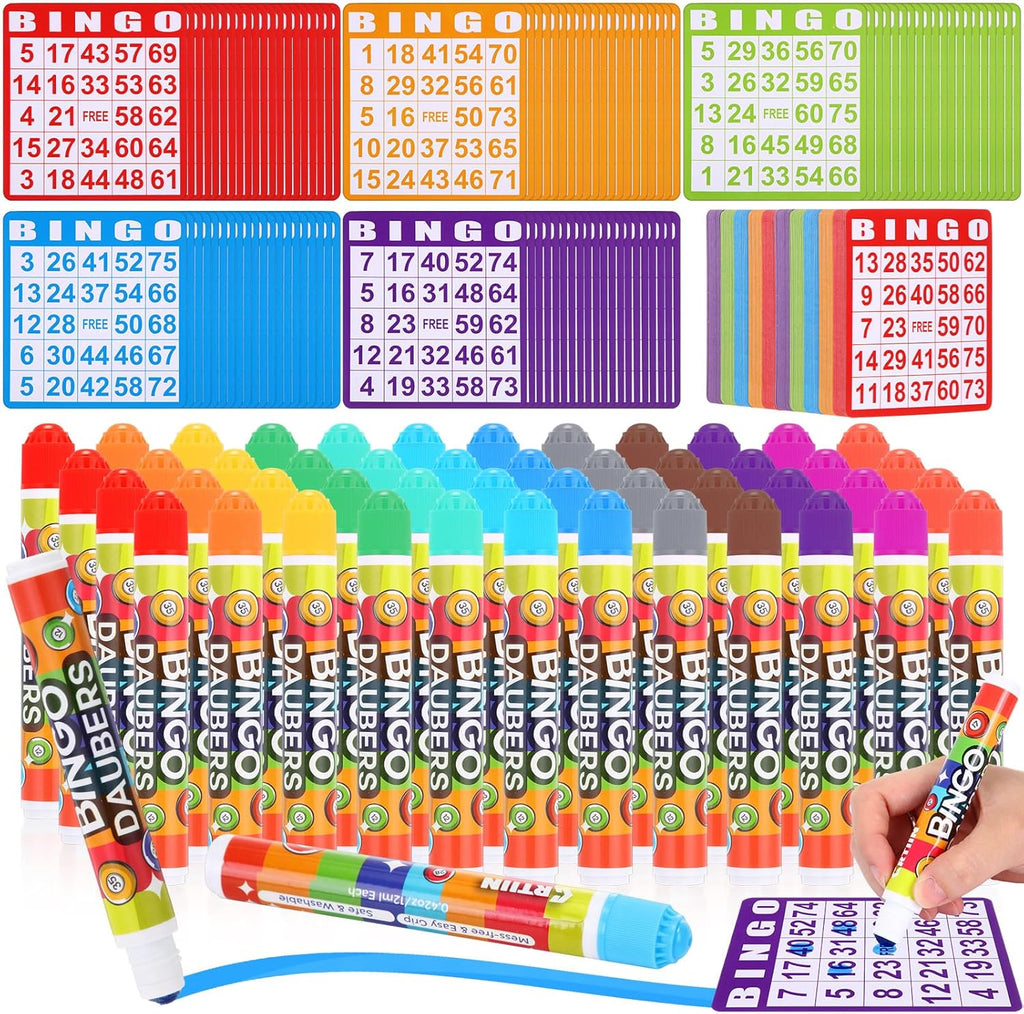 Crtiin 148 Pack Bingo Cards Dot Daubers Set 4.72 x 5.12" Kids Game