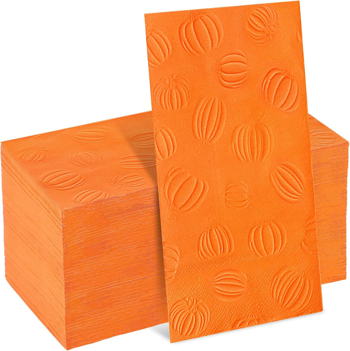 Kochorie 100 Pieces Thanksgiving Fall Pumpkin Napkins Disposable Paper Decorative Guest Party Napkins 7.8 x 4.3 Inch Autumn Harvest Orange Pumpkin Hand Towels for Fall Thanksgiving Dinner Party Decor
