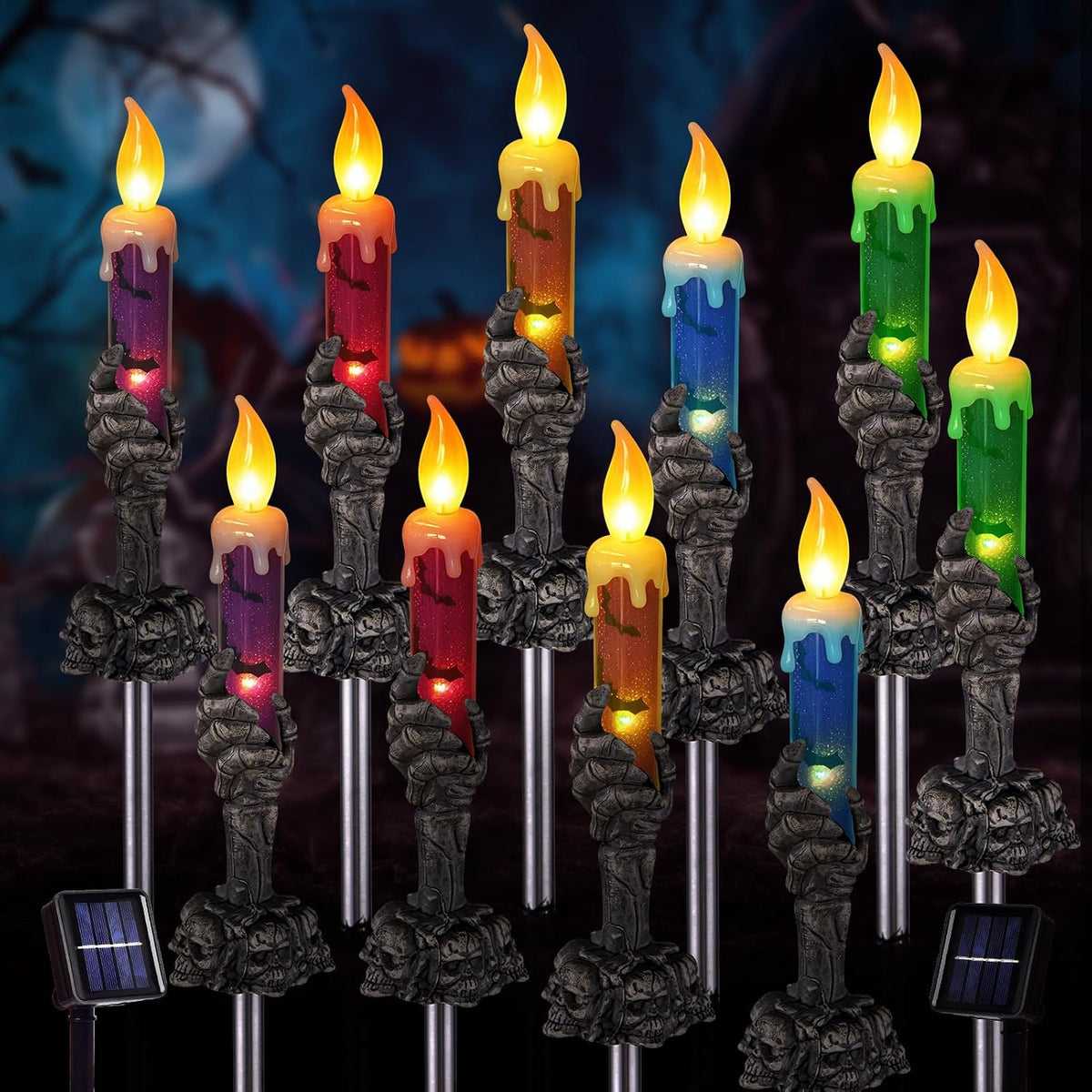 Halloween Decorations Outdoor, Solar Pathway Lights, 10 Pack