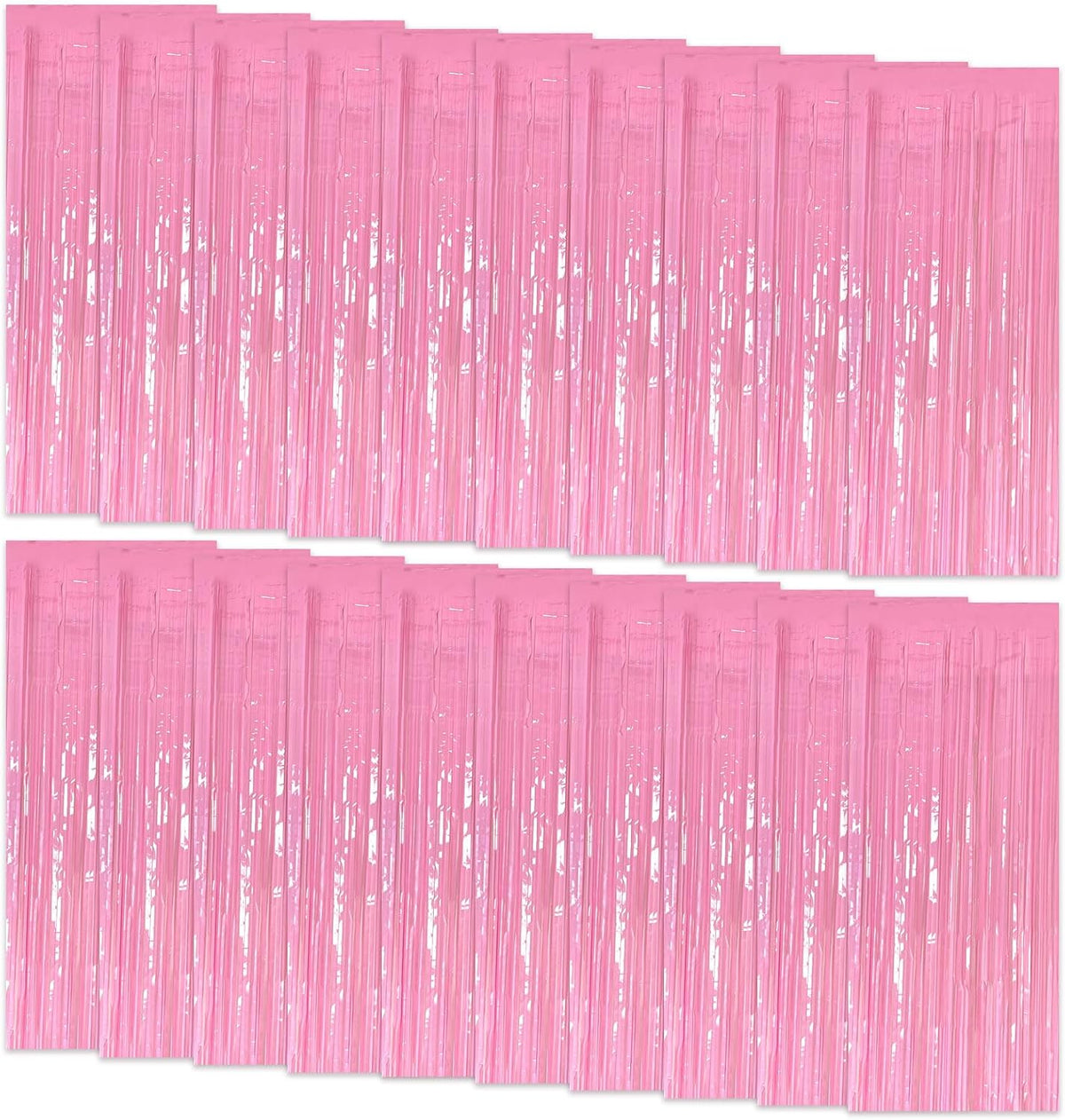 20 Pack Foil Curtain Pink Backdrop Streamers Metallic Tinsel Fringe Curtains Photo Booth Props for Birthday Wedding Engagement Bachelorette Christmas Holiday Celebration Party Decorations