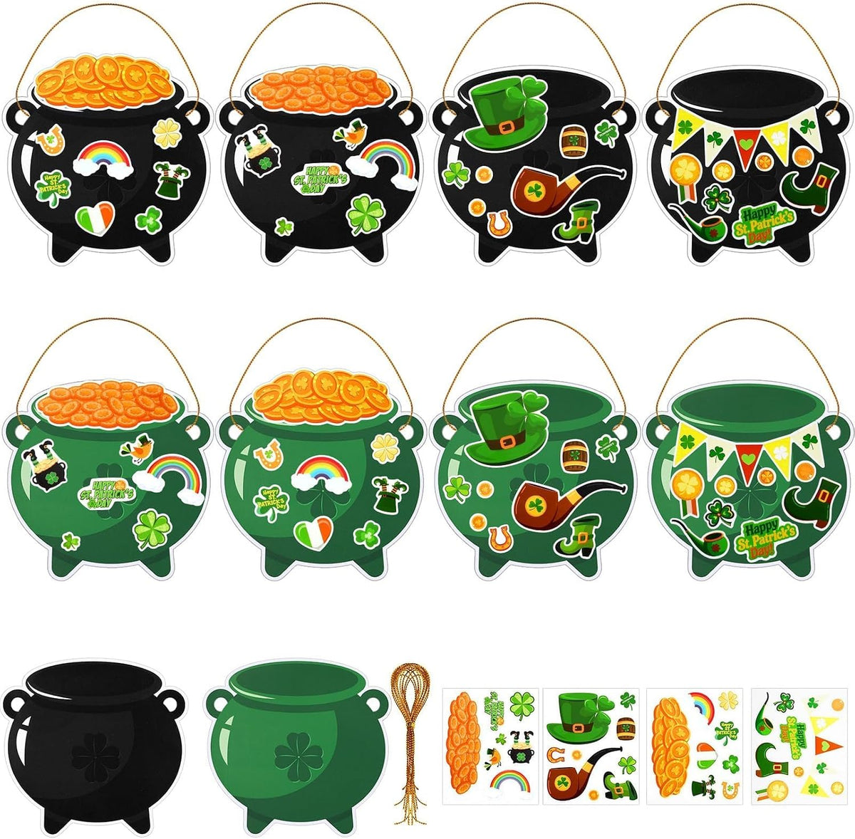 JUNEBRUSHS 32 Pcs St. Patricks Day Craft Kits for Party Activities Gifts