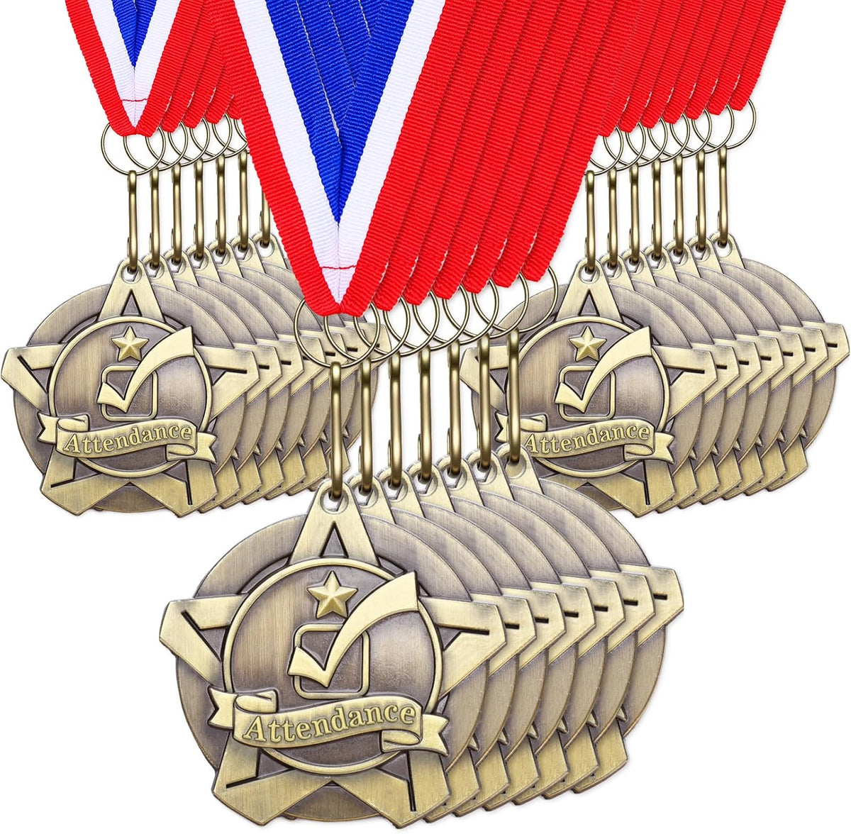 Quelay 30 Pcs 2 Inches Award Medals Bulk Medals Bulk with Neck Ribbons Metal Trophy Award Prize Gift for Tournaments, Competitions, Party, Kids and Adults