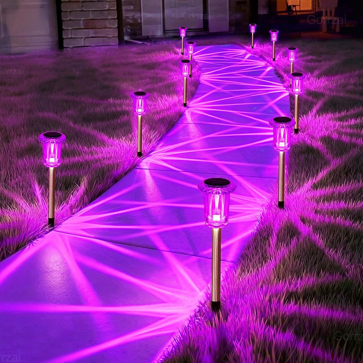 10 Pack Solar Lights Outdoor Waterproof LED Pink Pathway Lighting