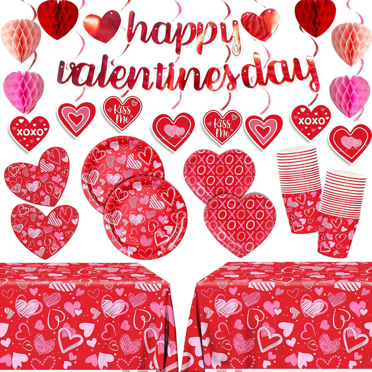 Valentine Day Decorations Plates Napkins Party Supplies Tableware Set