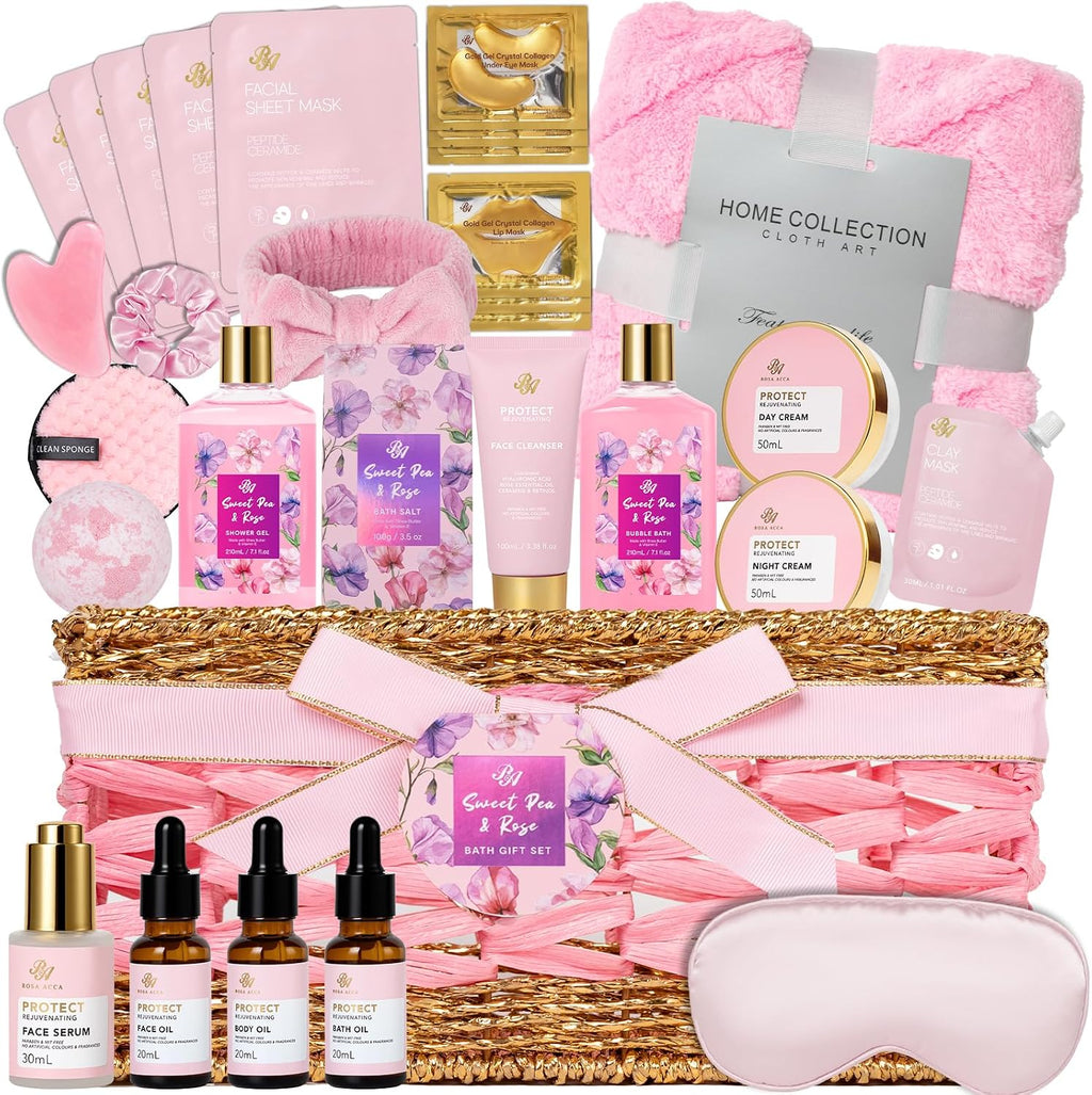 Gifts for Women, 35 Pcs Rose Home Spa Gifts Basket, Get Well Soon Gifts Set